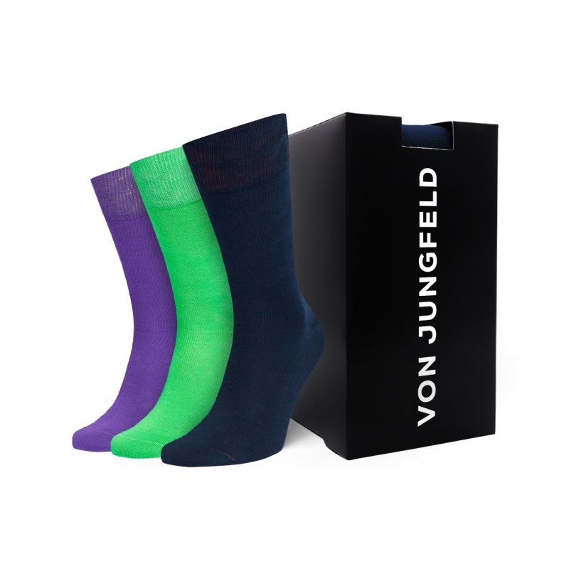 Von Jungfeld 3-er Set Socken Grün, Lila & Dunkelblau günstig online kaufen