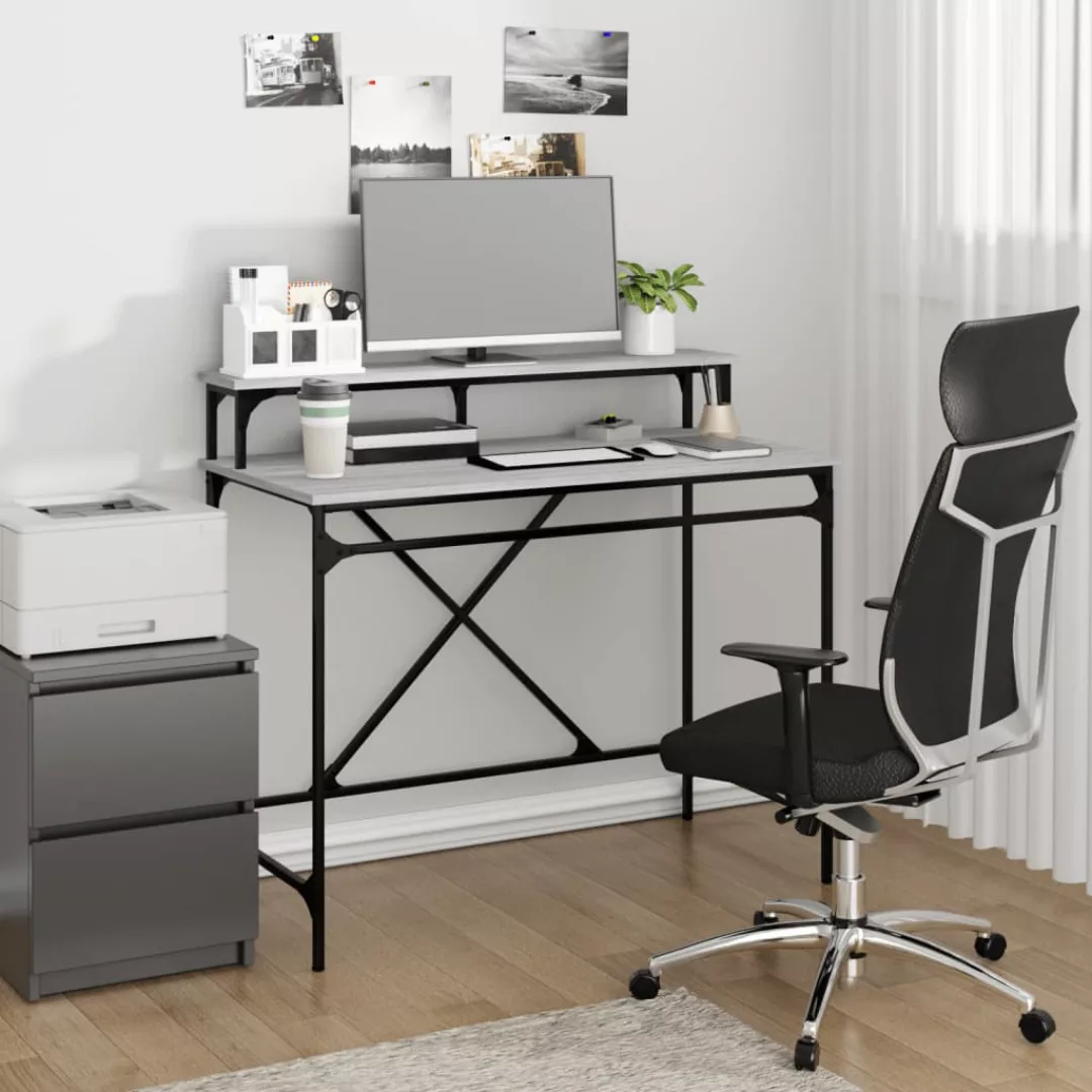 Vidaxl Schreibtisch Grau Sonoma 100x50x90 Cm Holzwerkstoff Und Eisen günstig online kaufen