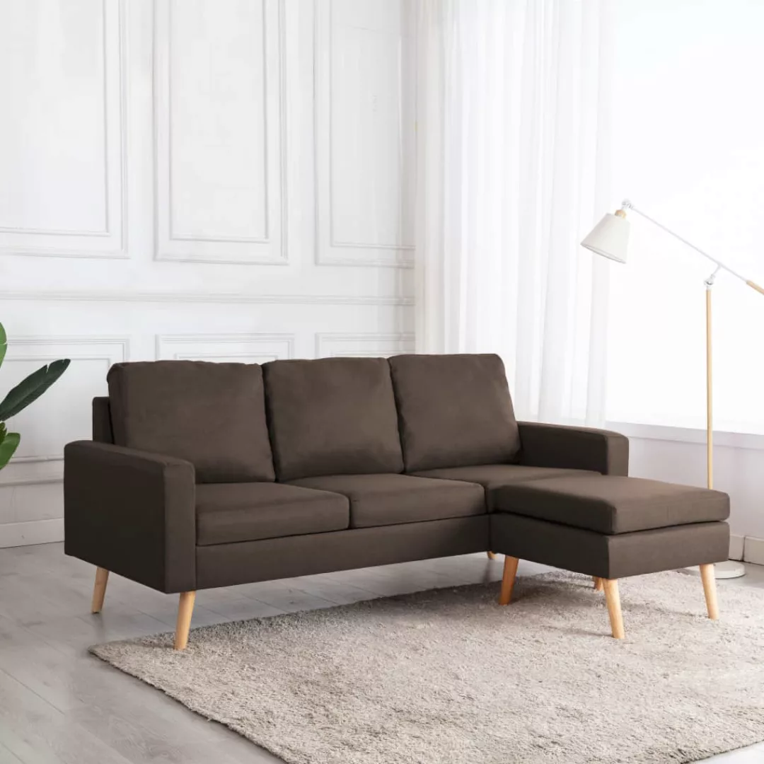 3-sitzer-sofa Mit Hocker Braun Stoff günstig online kaufen