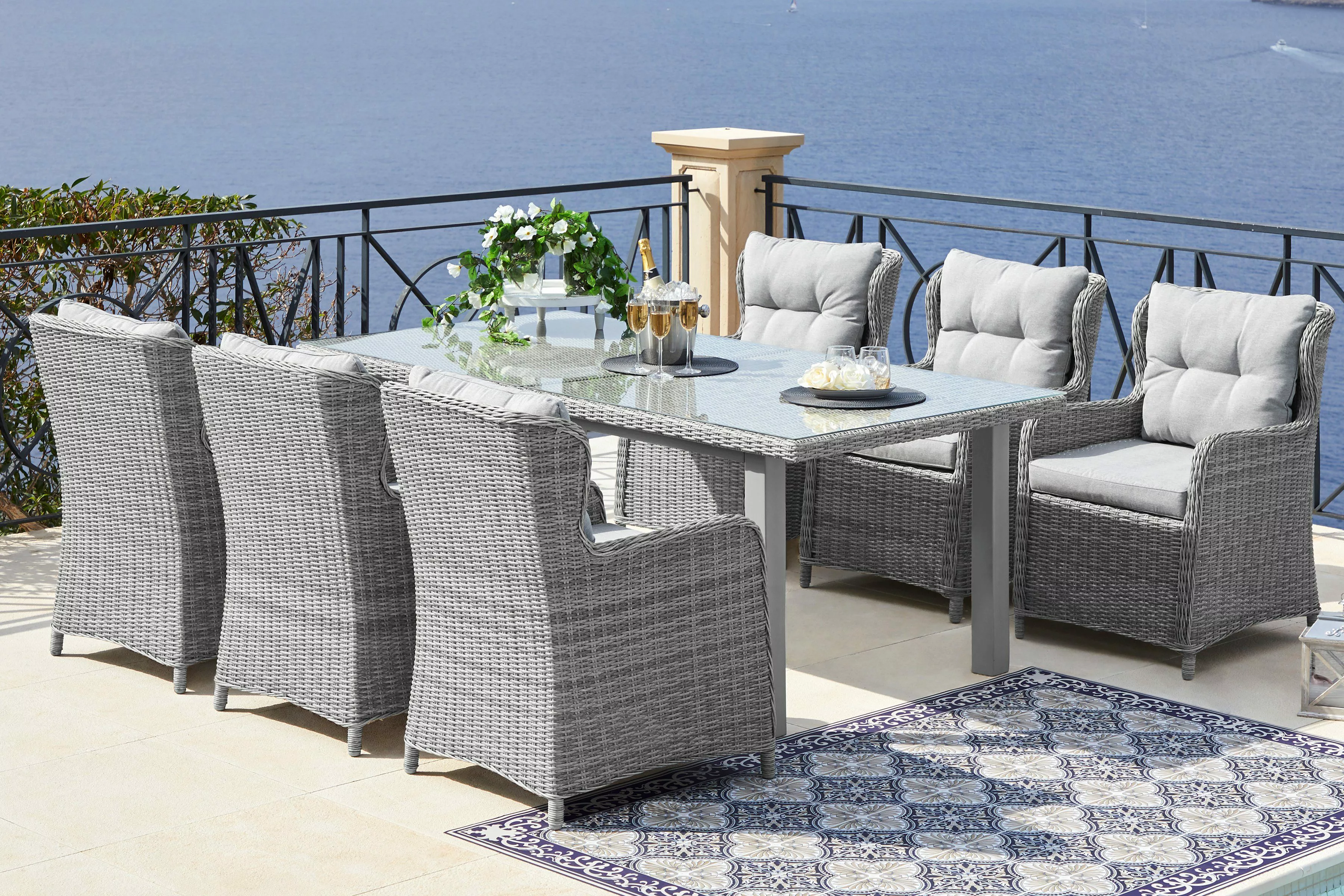 KONIFERA Garten-Essgruppe "Seattle", (Set, 19 tlg., 6x Sessel, 1xTisch 170x günstig online kaufen