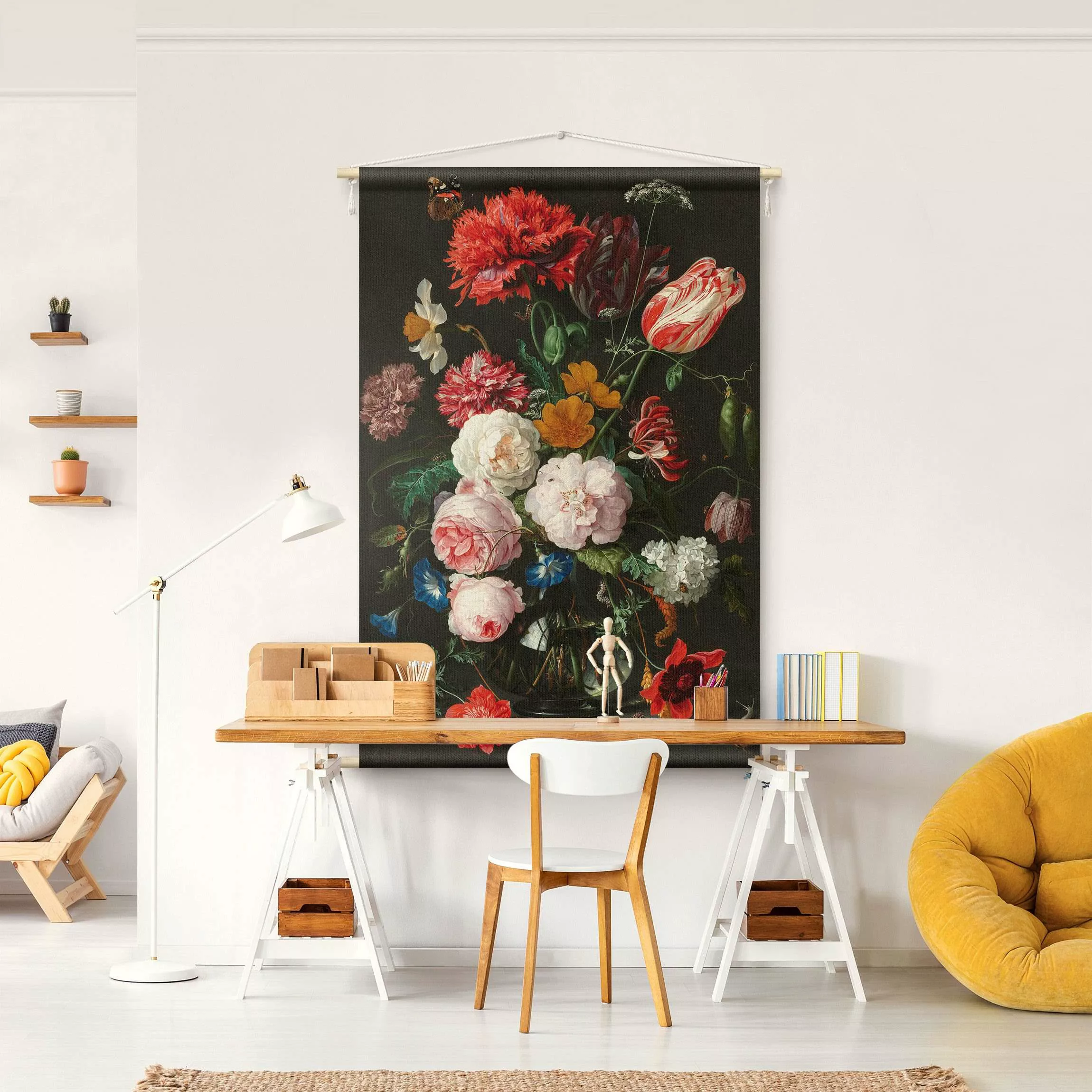 Wandteppich Jan Davidsz de Heem - Stillleben mit Blumen in einer Glasvase günstig online kaufen