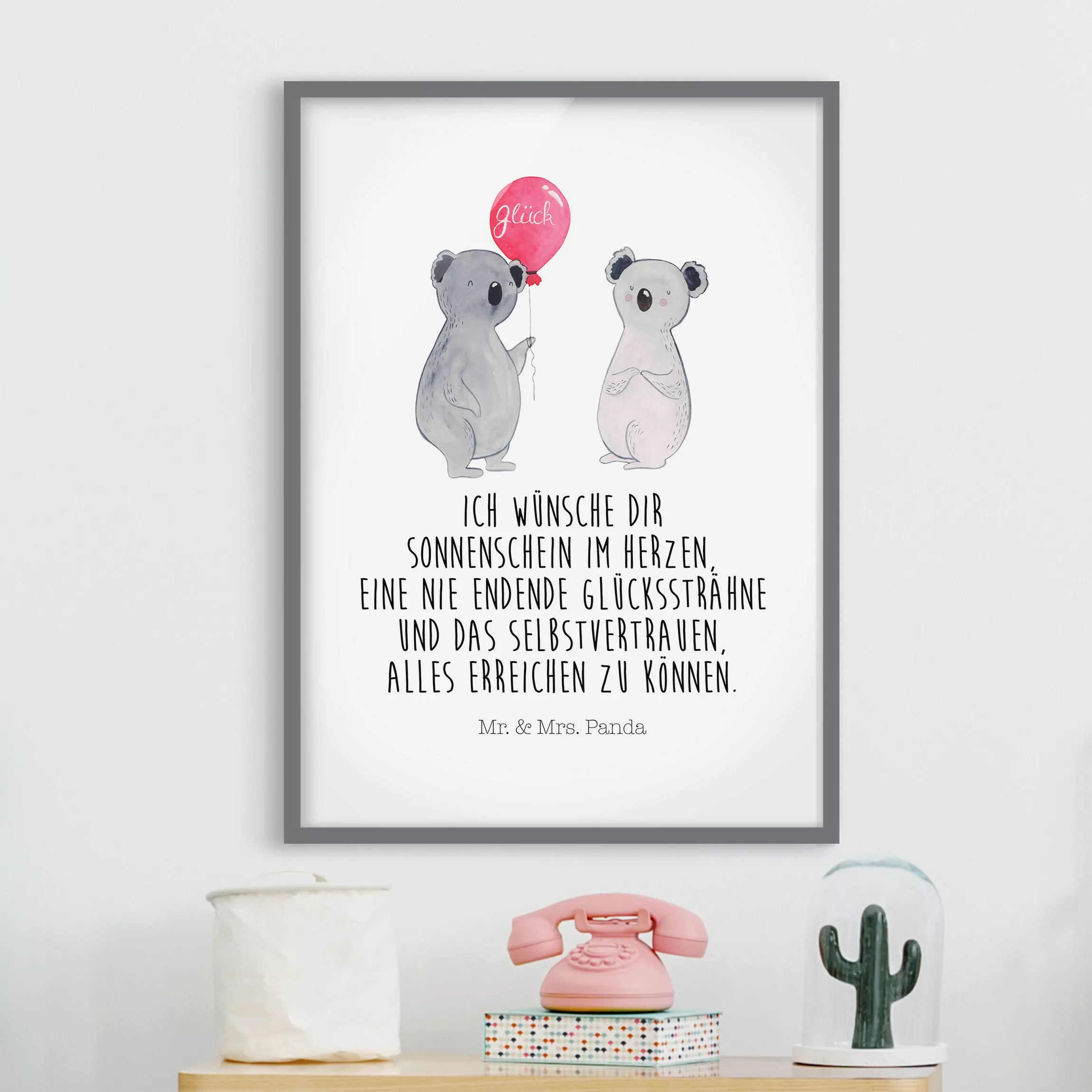 Bild mit Rahmen Mr. & Mrs. Panda - Koala - Sonnenschein im Herzen günstig online kaufen