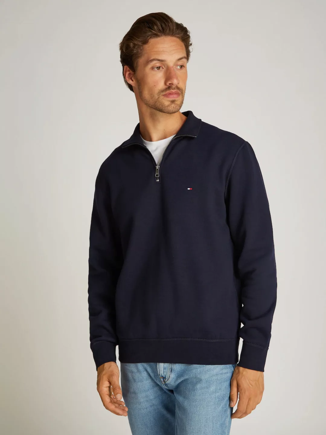 Tommy Hilfiger Sweatshirt ESSENTIAL FLEECE 1/4 ZIP mit Stehkragen günstig online kaufen