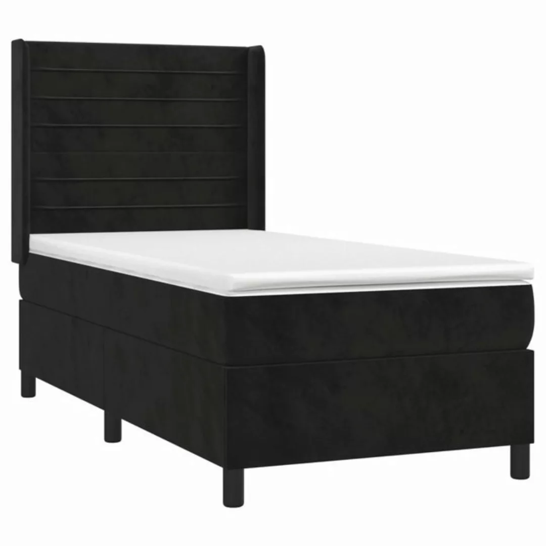 vidaXL Bett Boxspringbett mit Matratze & LED Schwarz 90x190 cm Samt günstig online kaufen