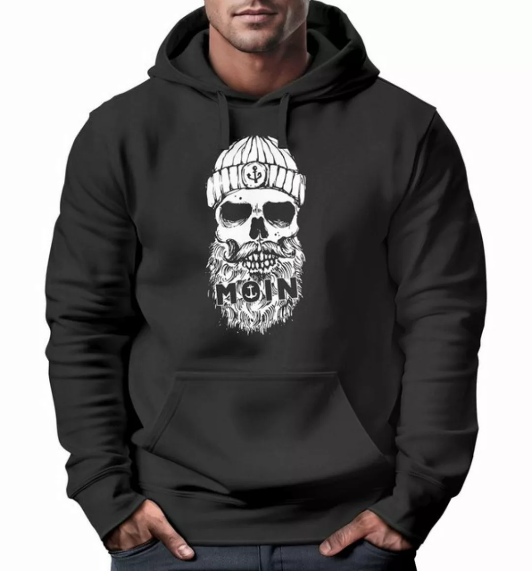 Neverless Hoodie Hoodie Herren Moin Totenkopf Anker Skull Kapuzen-Pullover günstig online kaufen