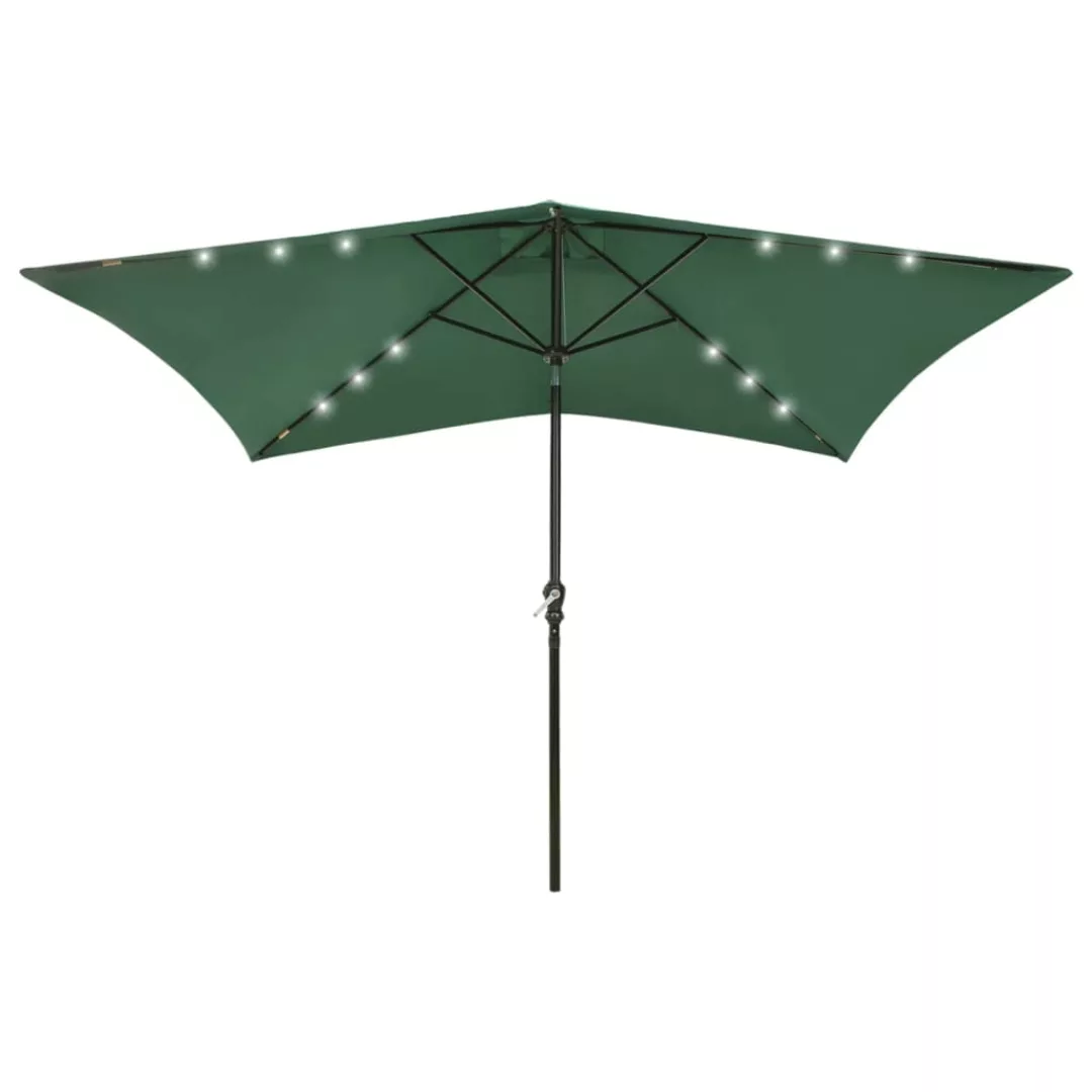 Sonnenschirm Mit Leds Und Stahl-mast Grün 2x3 M günstig online kaufen