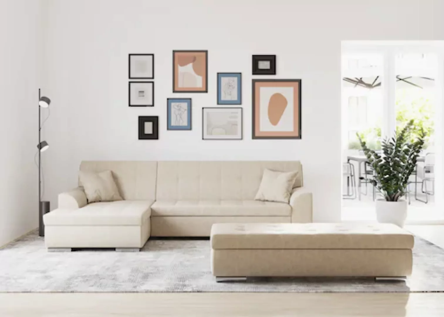 DOMO collection Ecksofa Treviso, wahlweise mit Bettfunktion, incl. Zierkiss günstig online kaufen