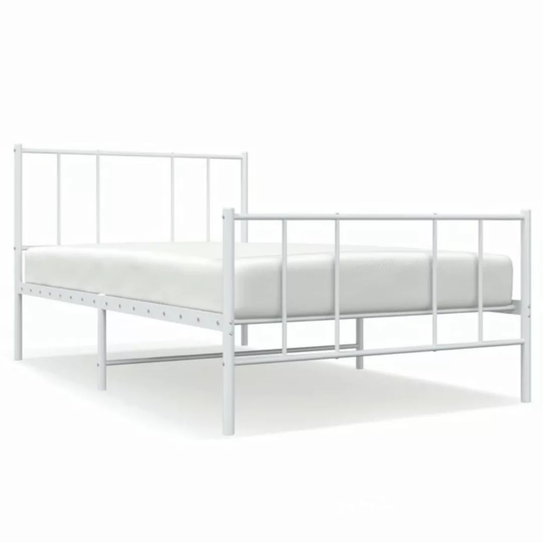 vidaXL Bett Bettgestell mit Kopf- und Fußteil Metall Weiß 90x200 cm günstig online kaufen