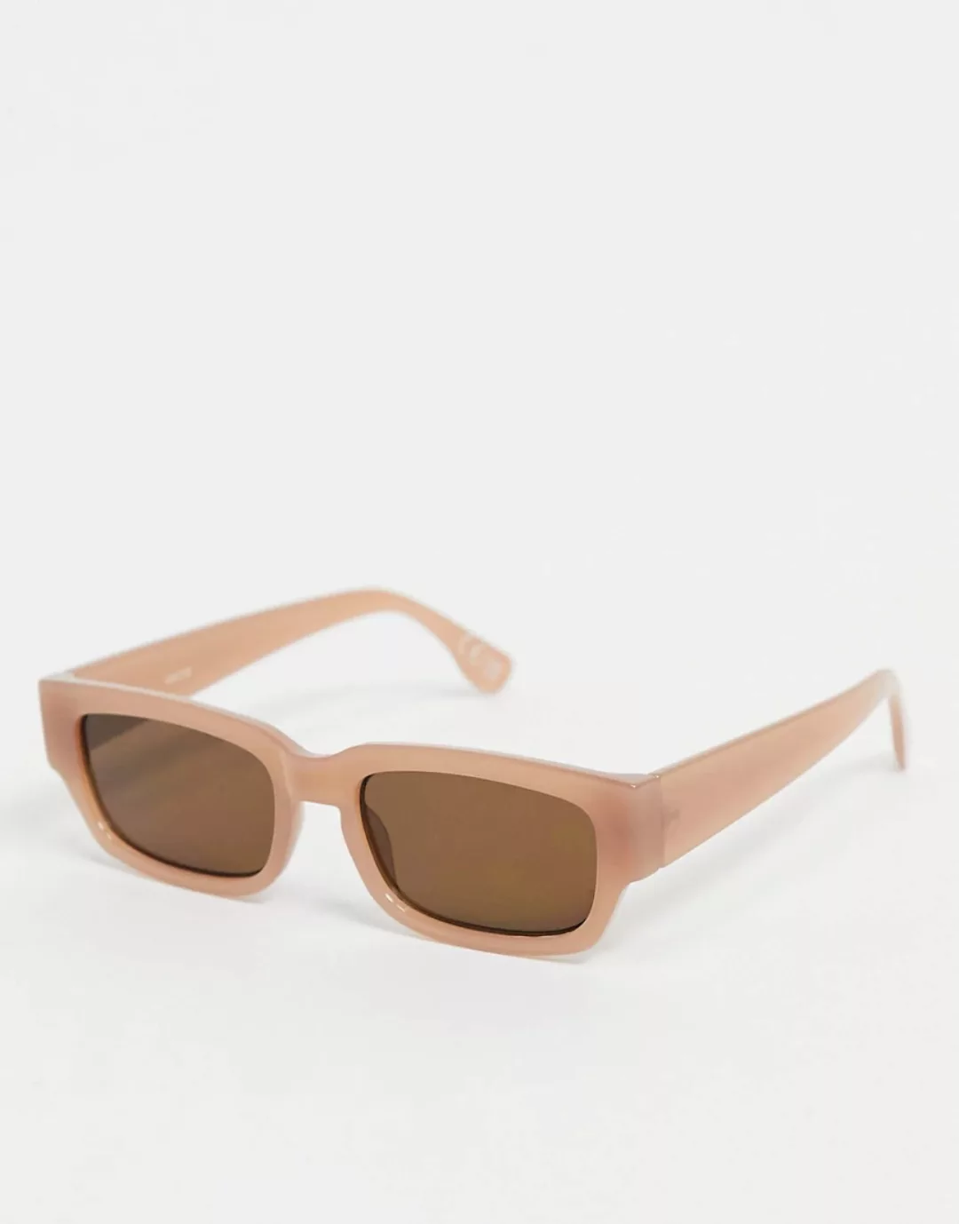 ASOS DESIGN – Mittelgroße, eckige Sonnenbrille in Braun mit flachem Brauens günstig online kaufen