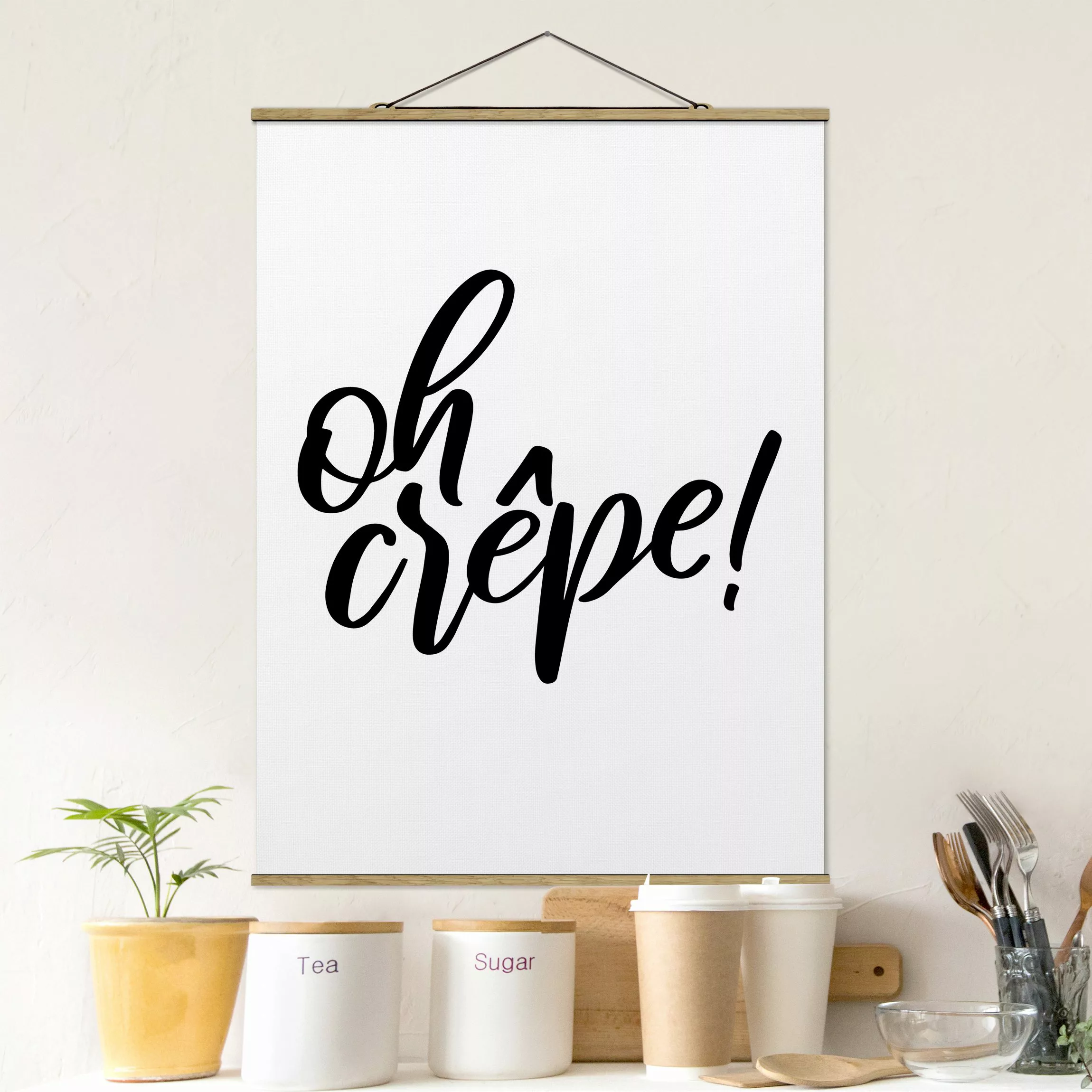 Stoffbild Spruch mit Posterleisten - Hochformat Oh crêpe! günstig online kaufen