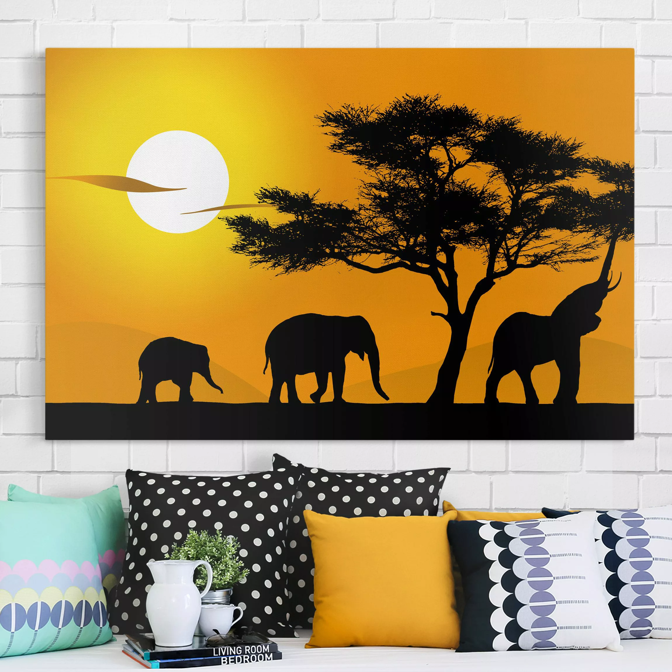 Leinwandbild Afrika - Querformat African Elefant Walk günstig online kaufen