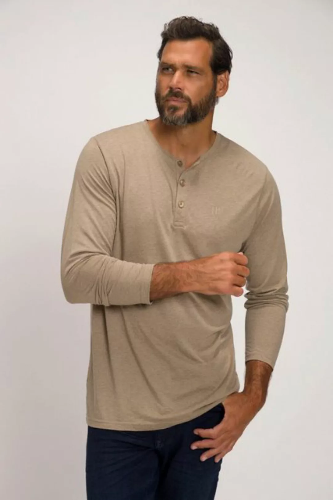 JP1880 T-Shirt Henley Basic Shirt Langarm Knopfleiste bis 8XL günstig online kaufen