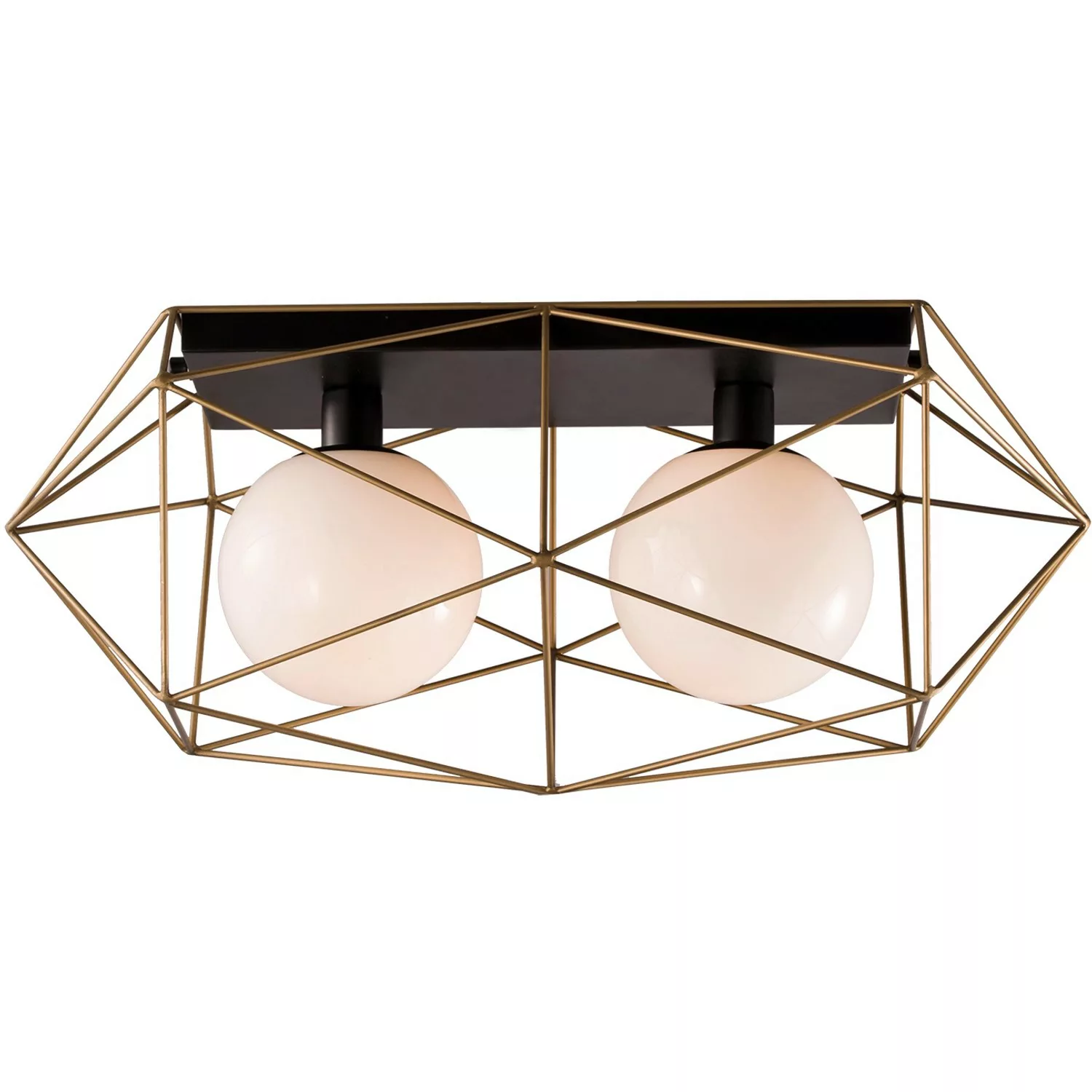 Luce Design Deckenleuchte Abraxas 2-flammig Gold-Schwarz 30 cm x 60 cm günstig online kaufen