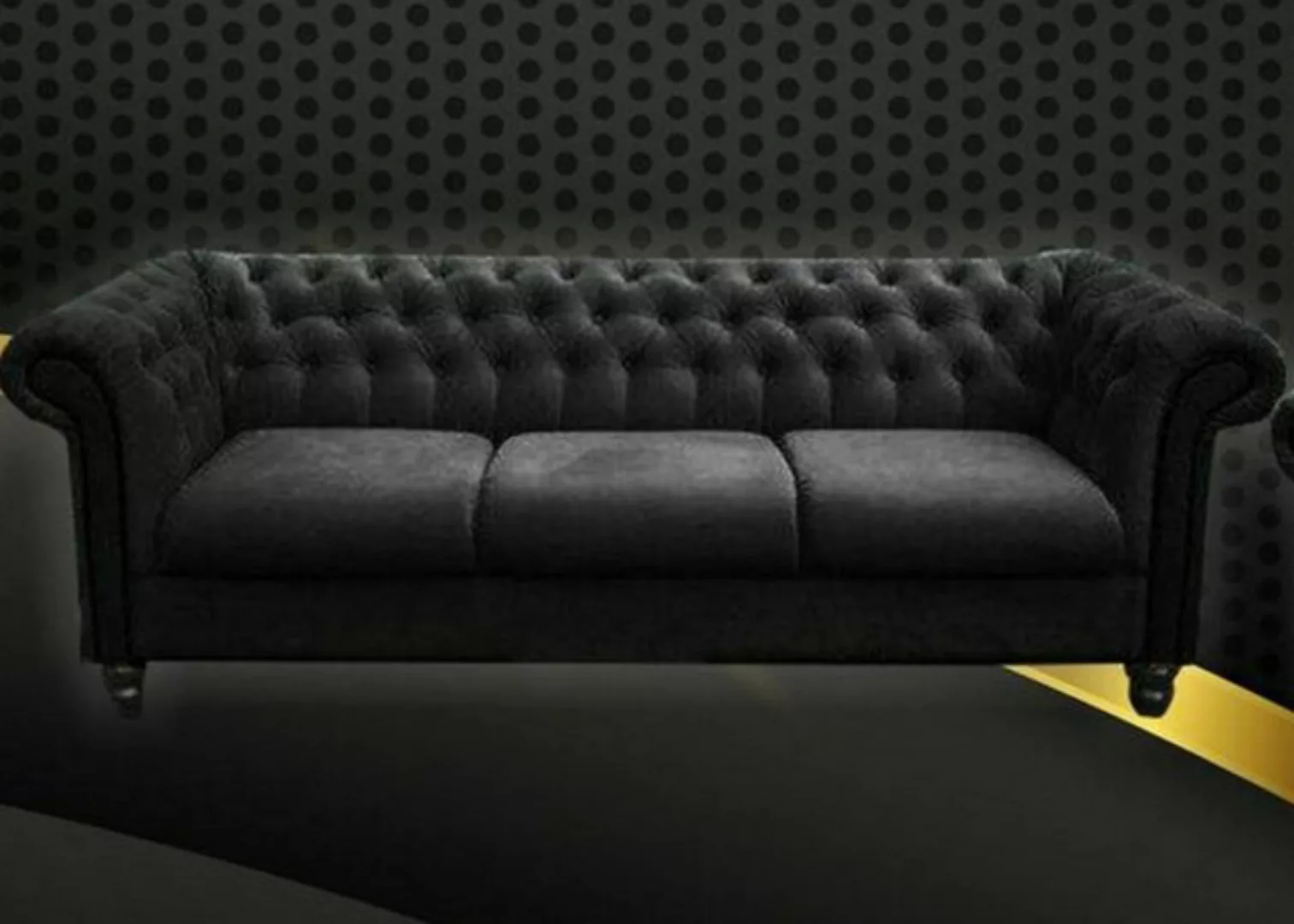 JVmoebel Chesterfield-Sofa Dreisitzer Stoff Wohnzimmer Weiss Design Sofa So günstig online kaufen