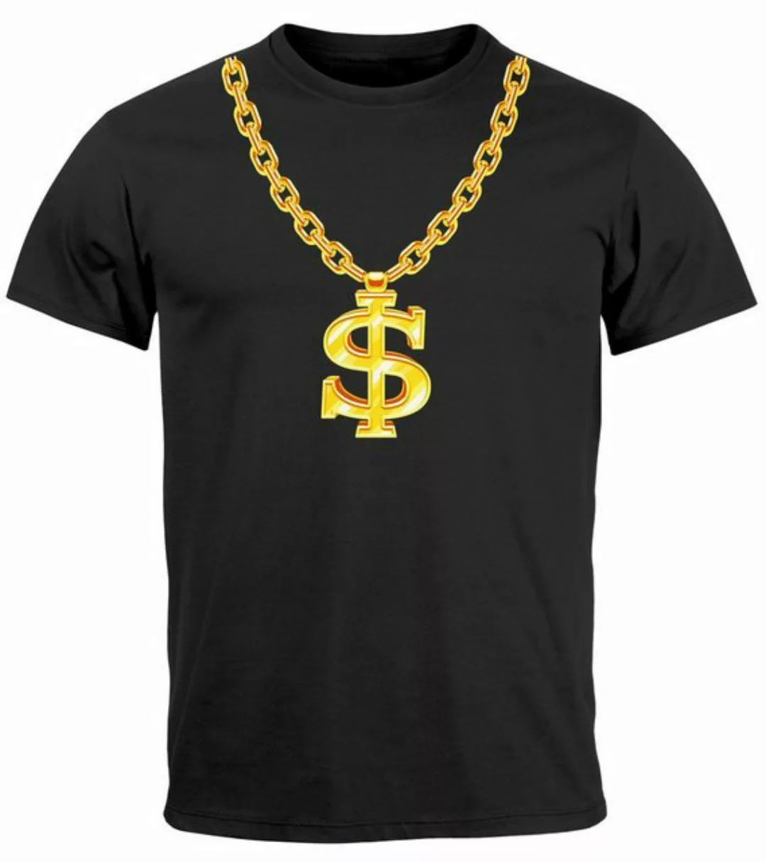 MoonWorks Print-Shirt Herren T-Shirt Fasching Karneval Dollarkette Rapper G günstig online kaufen