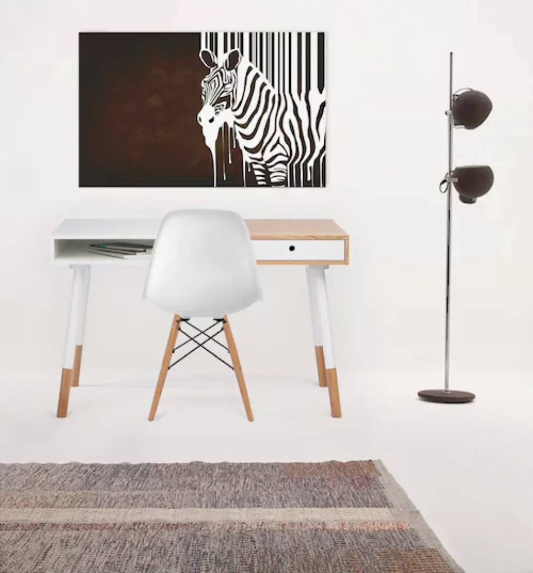 Woodman Schreibtisch "Stripe", Kombination von Metall & Holz, Breite 130 cm günstig online kaufen