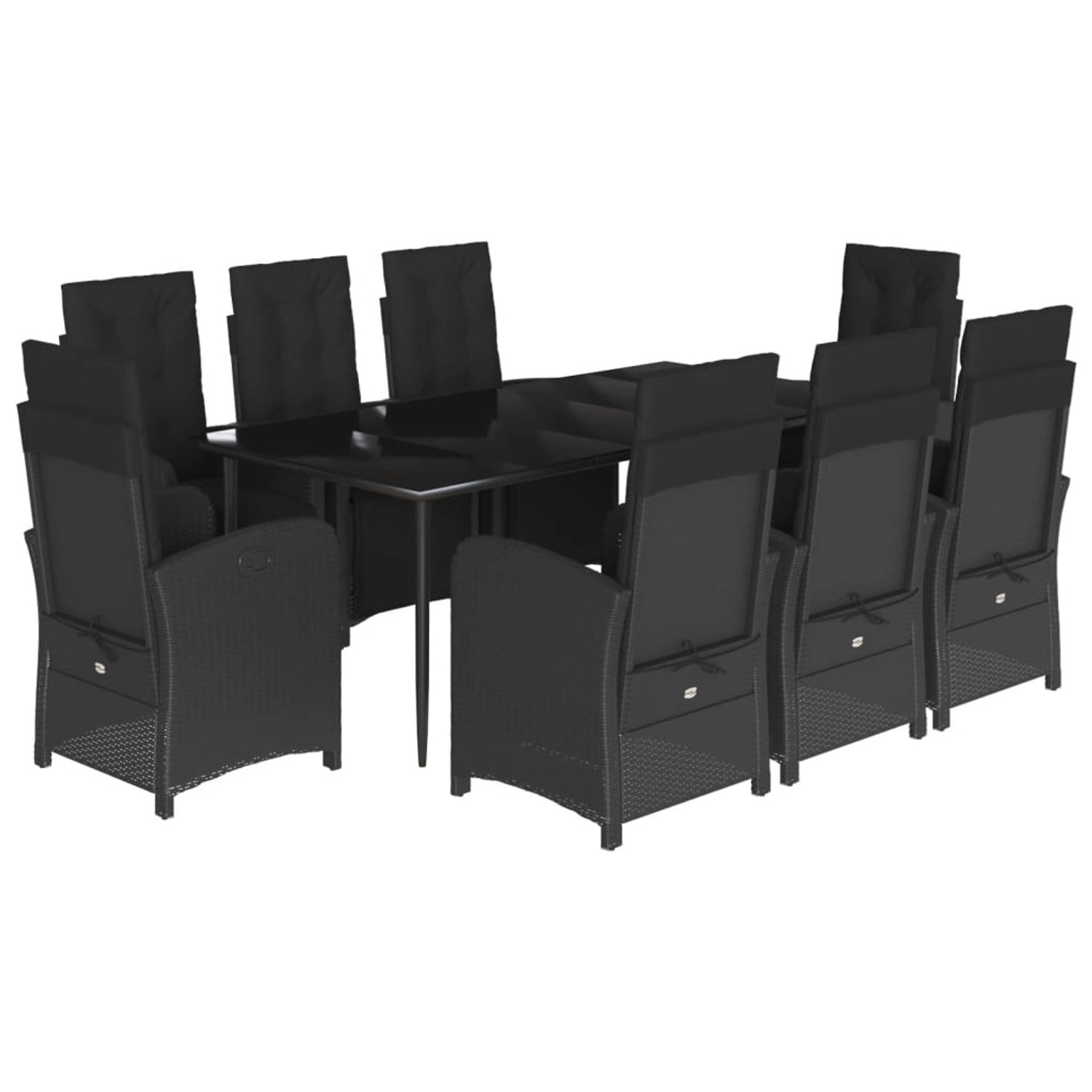 vidaXL 9-Tlg Garten-Essgruppe mit Kissen Schwarz Poly Rattan 3212534 günstig online kaufen