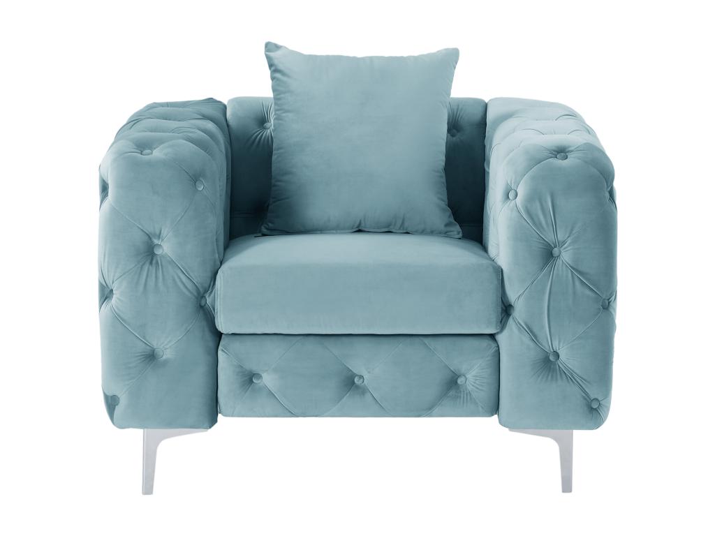 Chesterfield-Sessel - Samt - Pastellblau - EDWINA günstig online kaufen