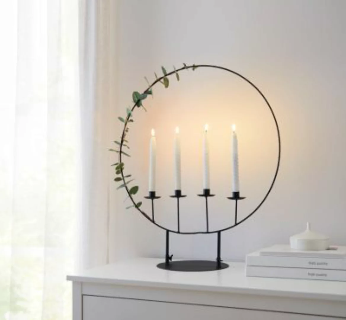 HOME Living Kerzenhalter Circle Kerzenständer schwarz günstig online kaufen