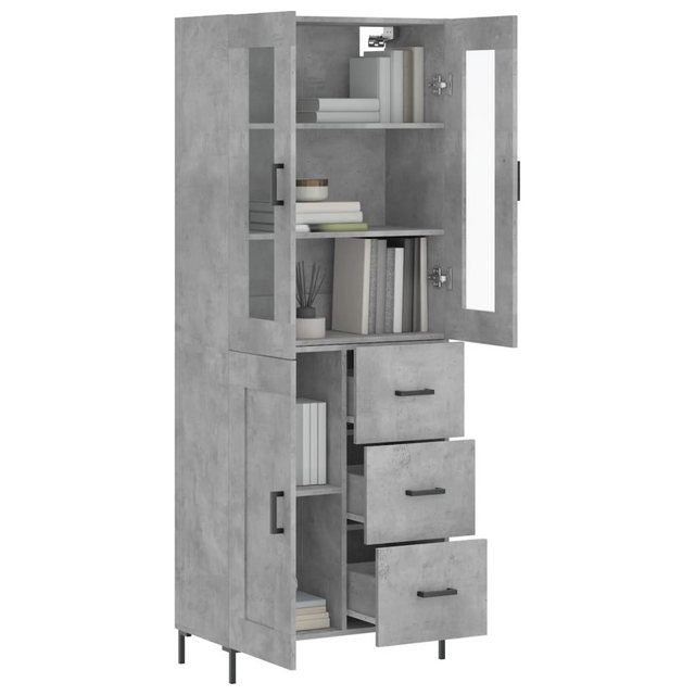 vidaXL Vitrine Highboard Betongrau 69,5x34x180 cm Spanplatte Glas Vitrine günstig online kaufen