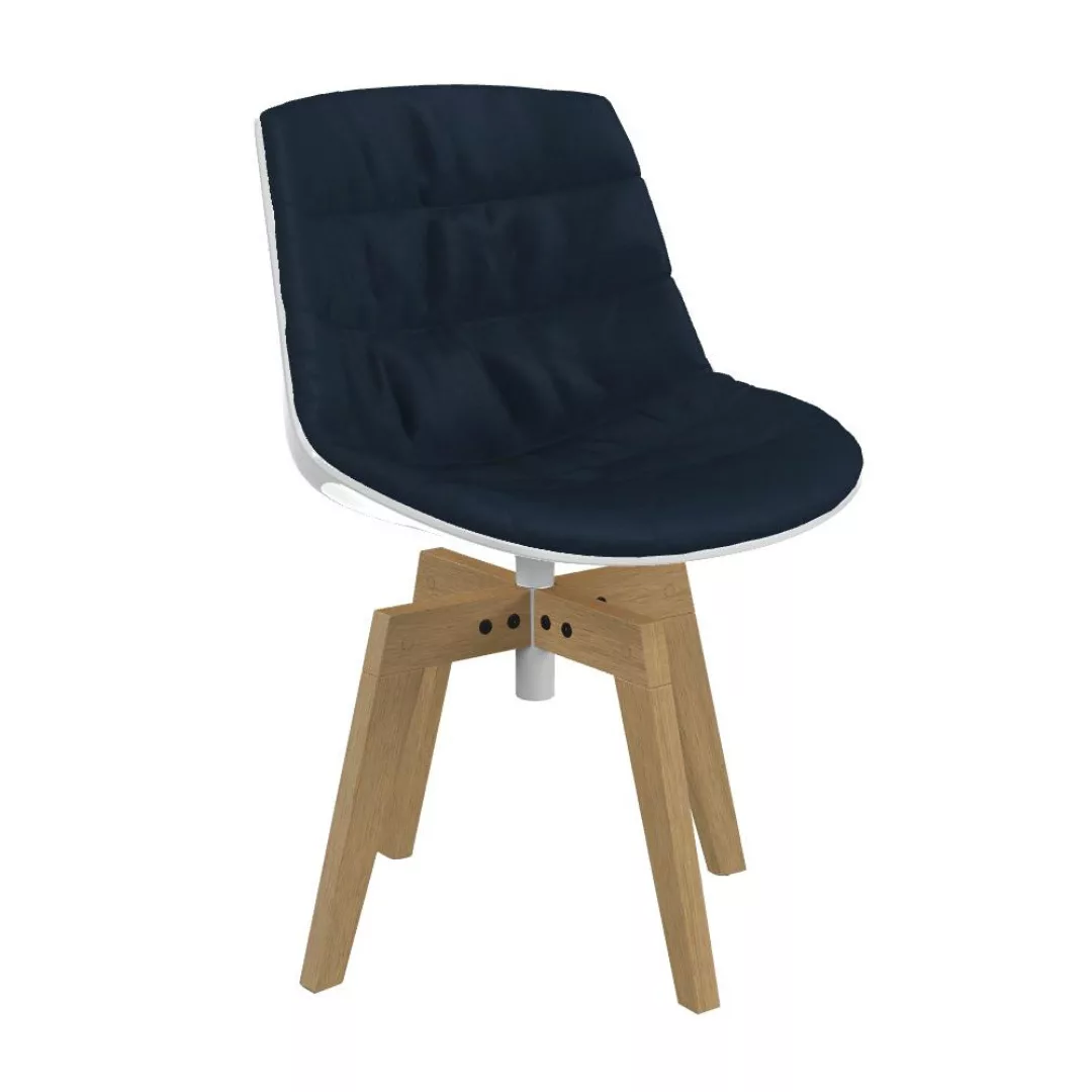 MDF Italia - Flow Stuhl gepolstert Gestell Eiche - dunkelblau/Stoff Perth R günstig online kaufen