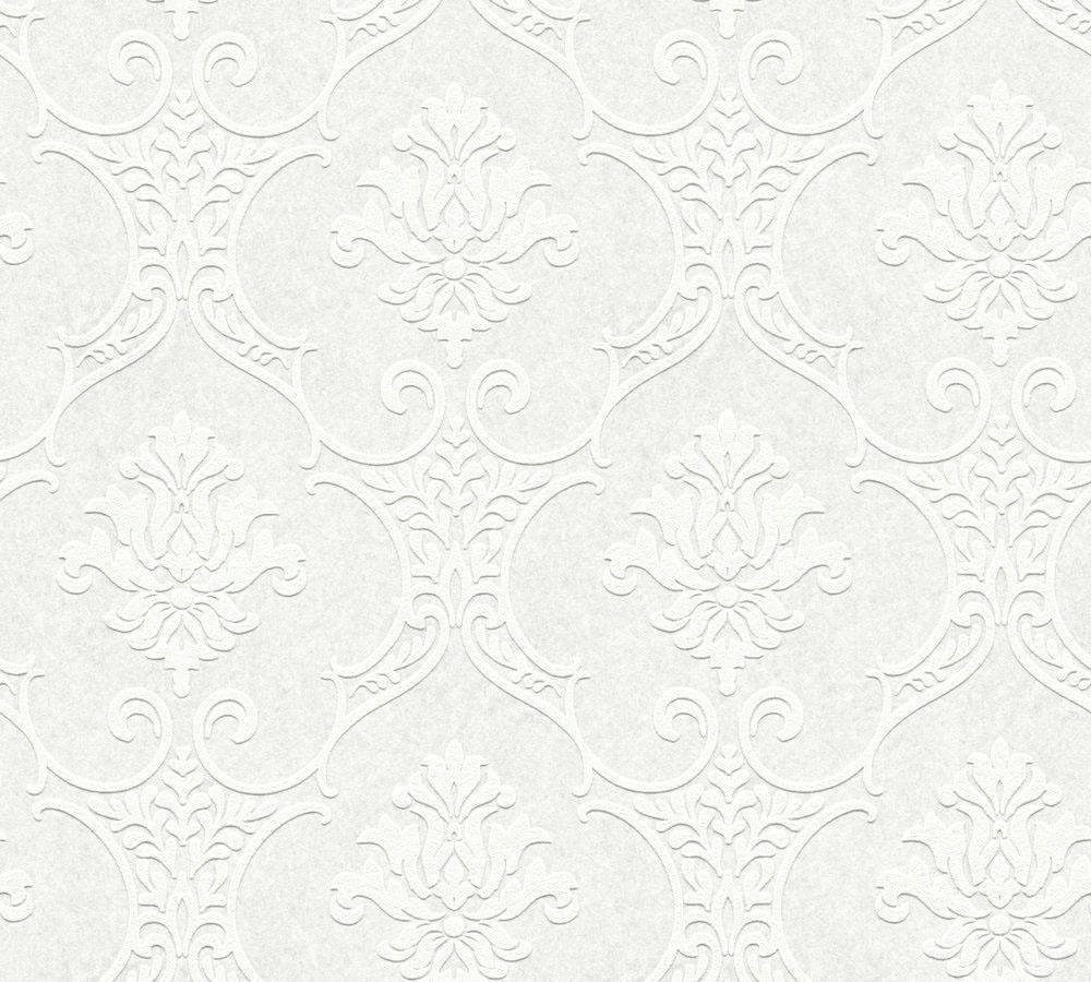 Bricoflor Barock Tapete Weiß überstreichbare Vliestapete mit Ornamenten Ele günstig online kaufen
