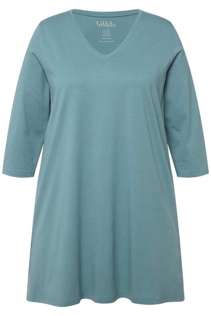 Ulla Popken Longshirt Longshirt A-Linie V-Ausschnitt 3/4-Arm günstig online kaufen