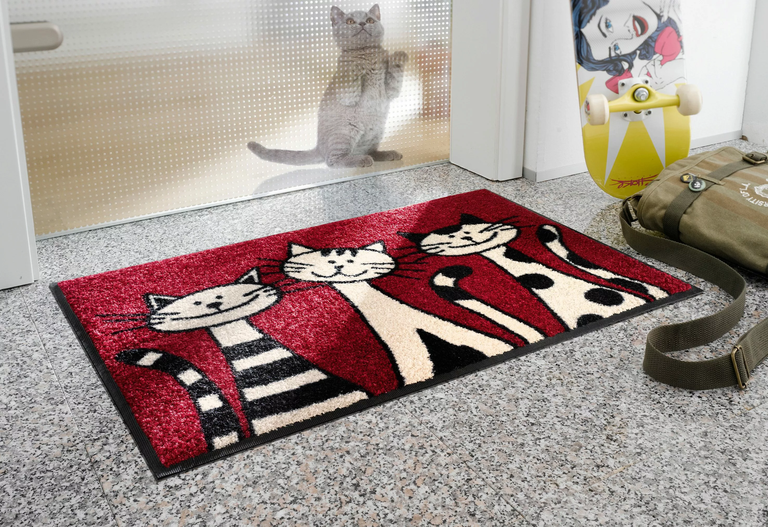 wash+dry by Kleen-Tex Fußmatte »Three Cats«, rechteckig, Schmutzfangmatte, günstig online kaufen