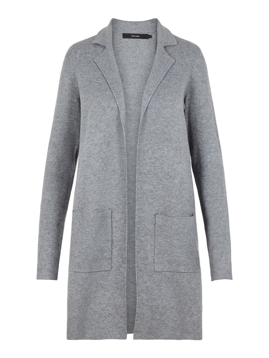 VERO MODA Longline Strickjacke Damen Grau günstig online kaufen