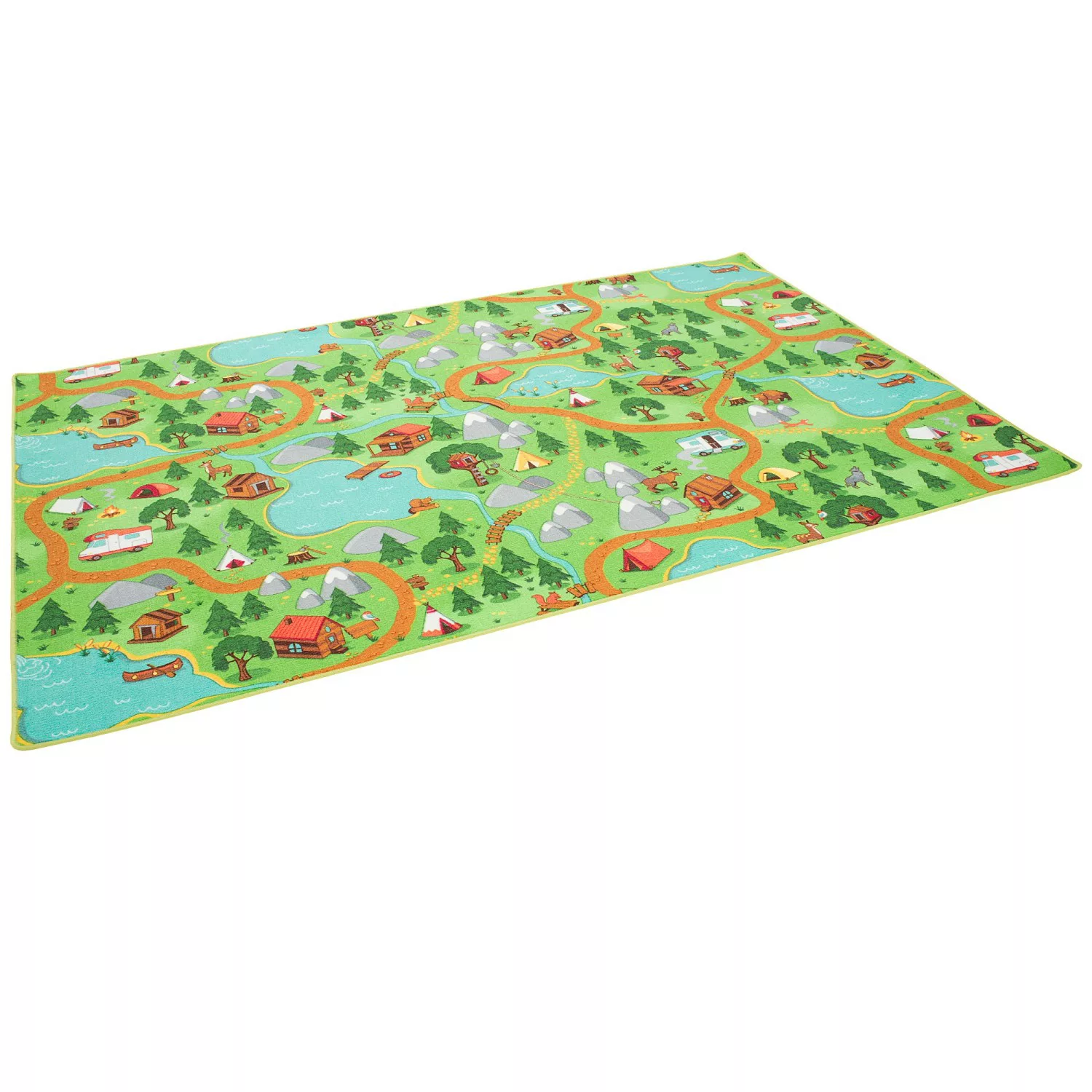 Snapstyle Kinder Spiel Teppich Campingplatz Bunt 140x200cm günstig online kaufen