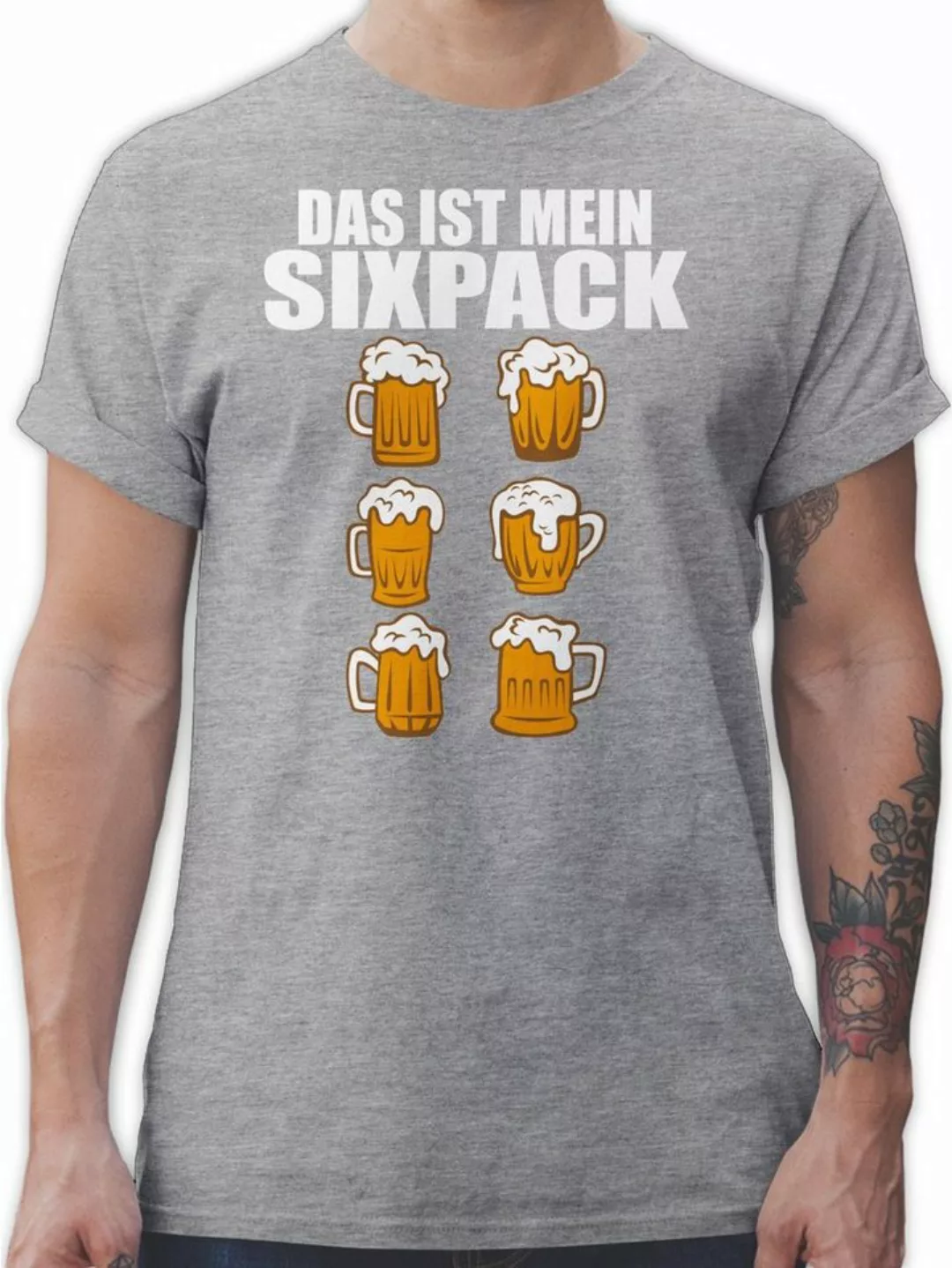 Shirtracer T-Shirt Das ist mein Sixpack - Bier - weiß Mode für Oktoberfest günstig online kaufen