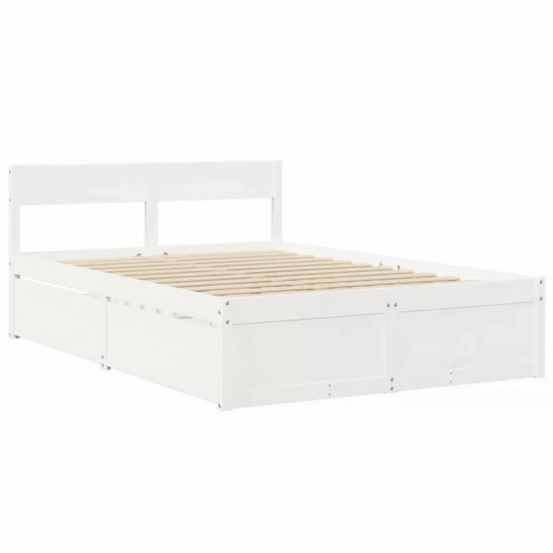 vidaXL Bett Massivholzbett mit Schubladen Weiß 120x190 cm Kiefer günstig online kaufen