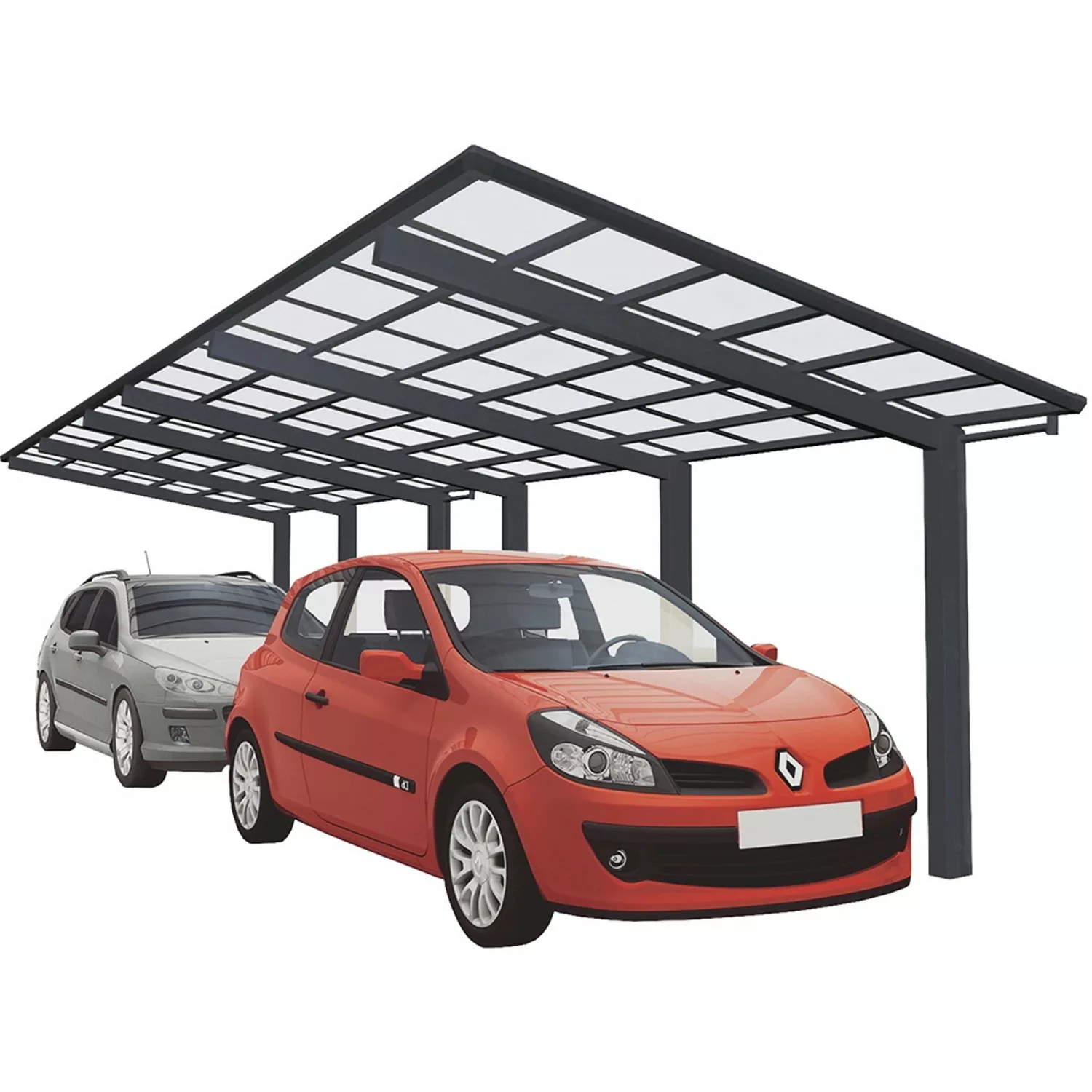 Ximax Alu Doppelcarport Linea Tandem Typ 110 Schwarz 273 x 983cm Sonderfert günstig online kaufen