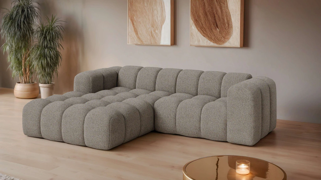 OTTO home Ecksofa "KALLIE Design-Sofa mit Wellenunterfederung, Bubble-Optik günstig online kaufen