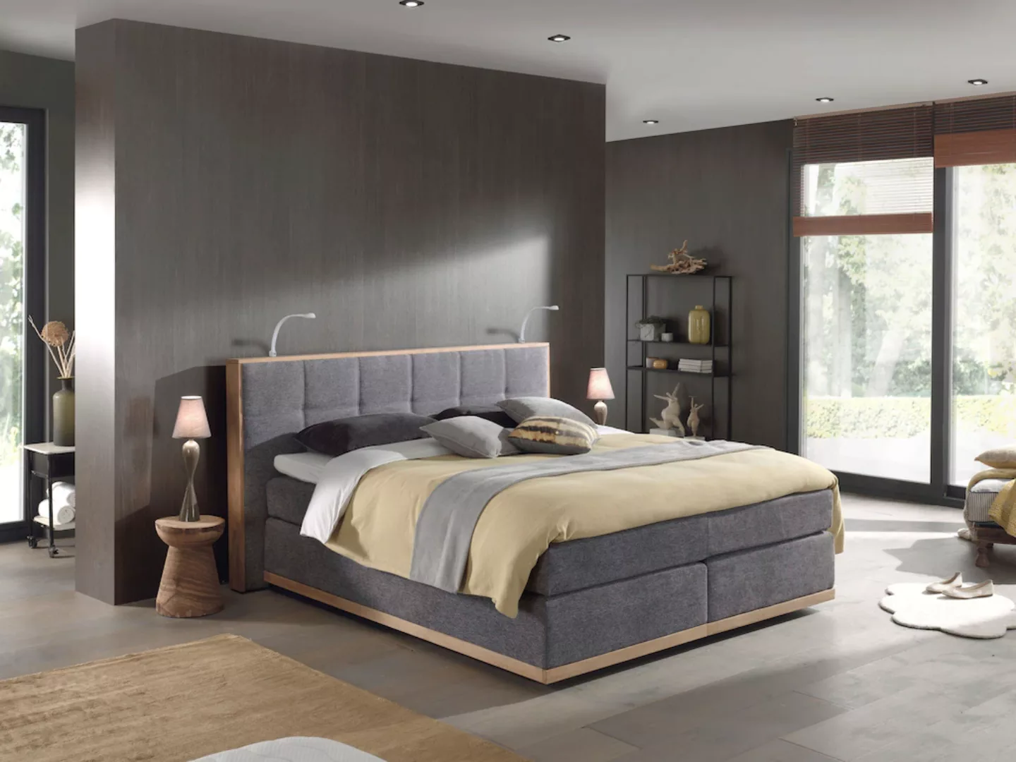 Places of Style Boxspringbett Vinton, mit LED-Beleuchtung, Massivholzrahmen günstig online kaufen