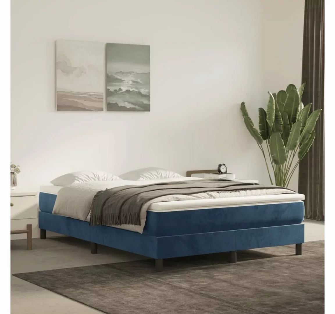 furnicato Bett Boxspringbett mit Matratze Dunkelblau 140x200 cm Samt günstig online kaufen