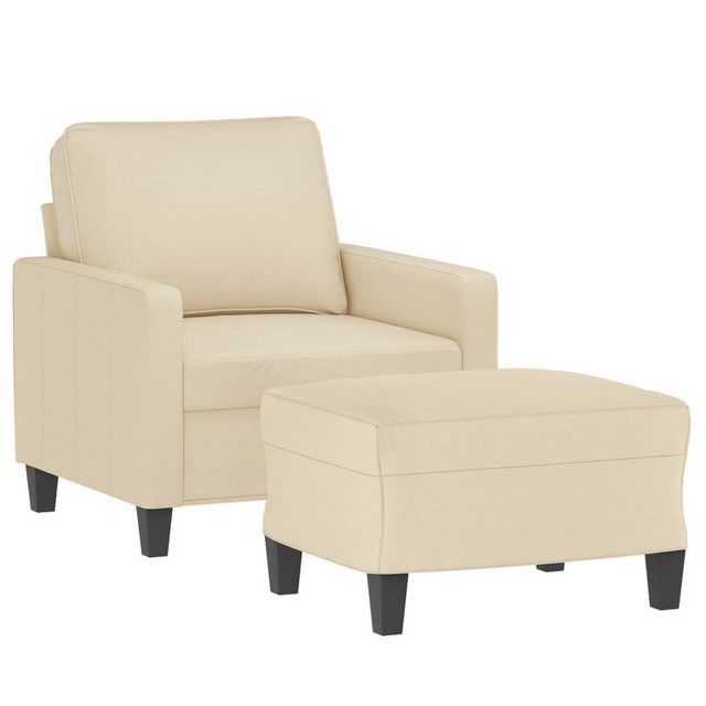 vidaXL Sofa Sessel mit Hocker Creme 60 cm Stoff günstig online kaufen