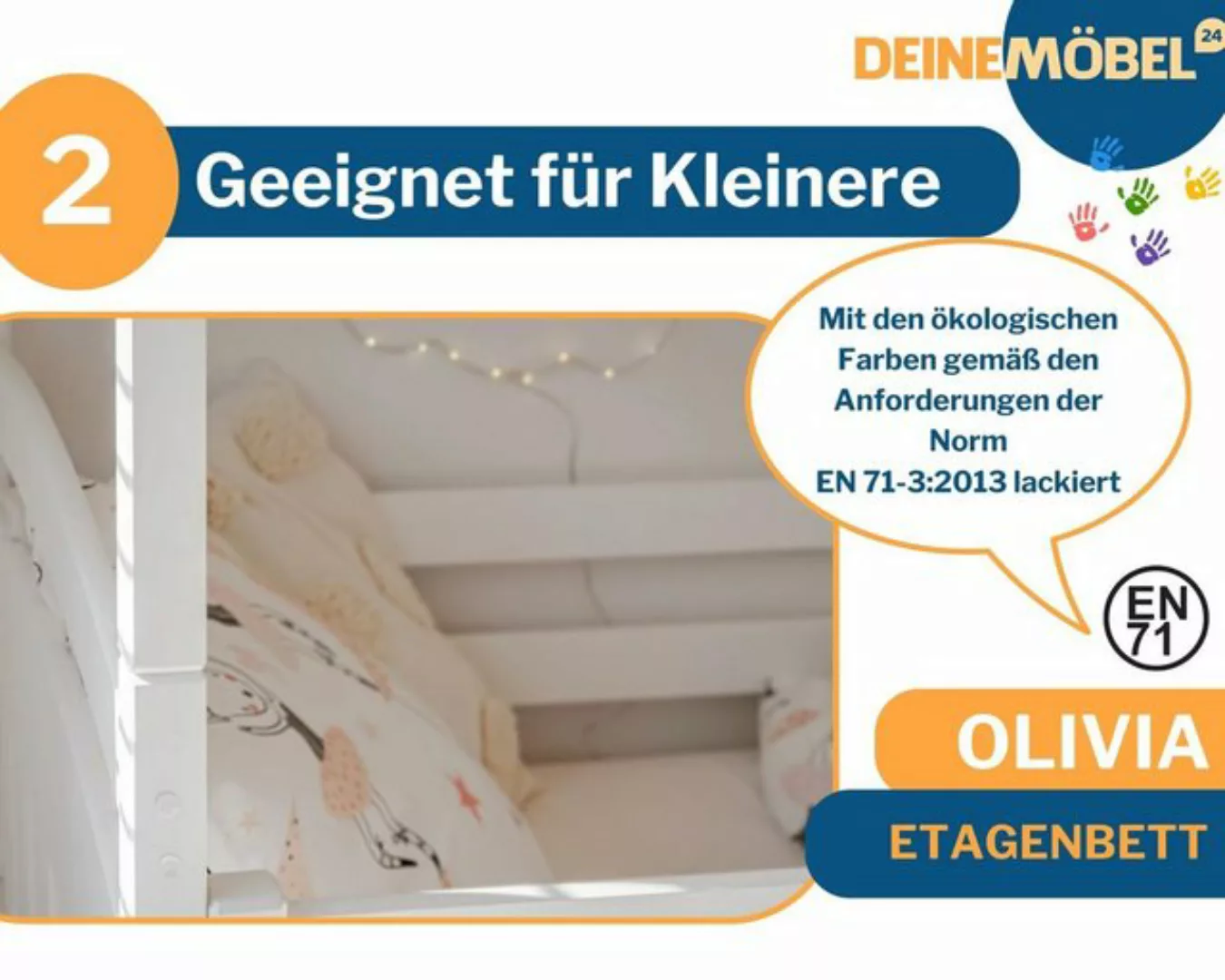 Deine Möbel 24 Etagenbett Hochbett OLIVIA für 3 Kinder 80x180 90x200 Weiß a günstig online kaufen
