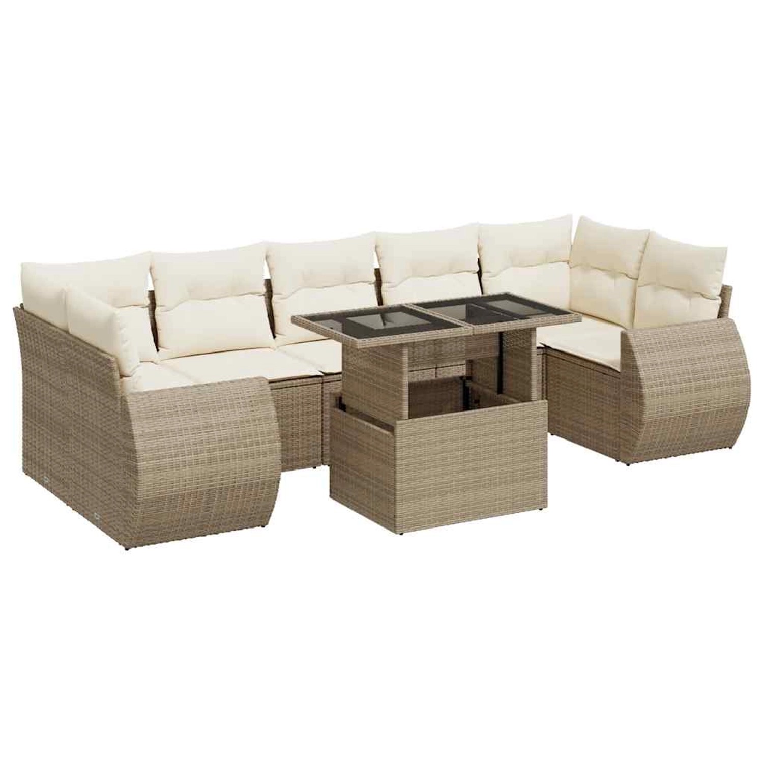 vidaXL 8-Tlg Garten-Sofagarnitur mit Kissen Beige Poly Rattan 3326599 günstig online kaufen