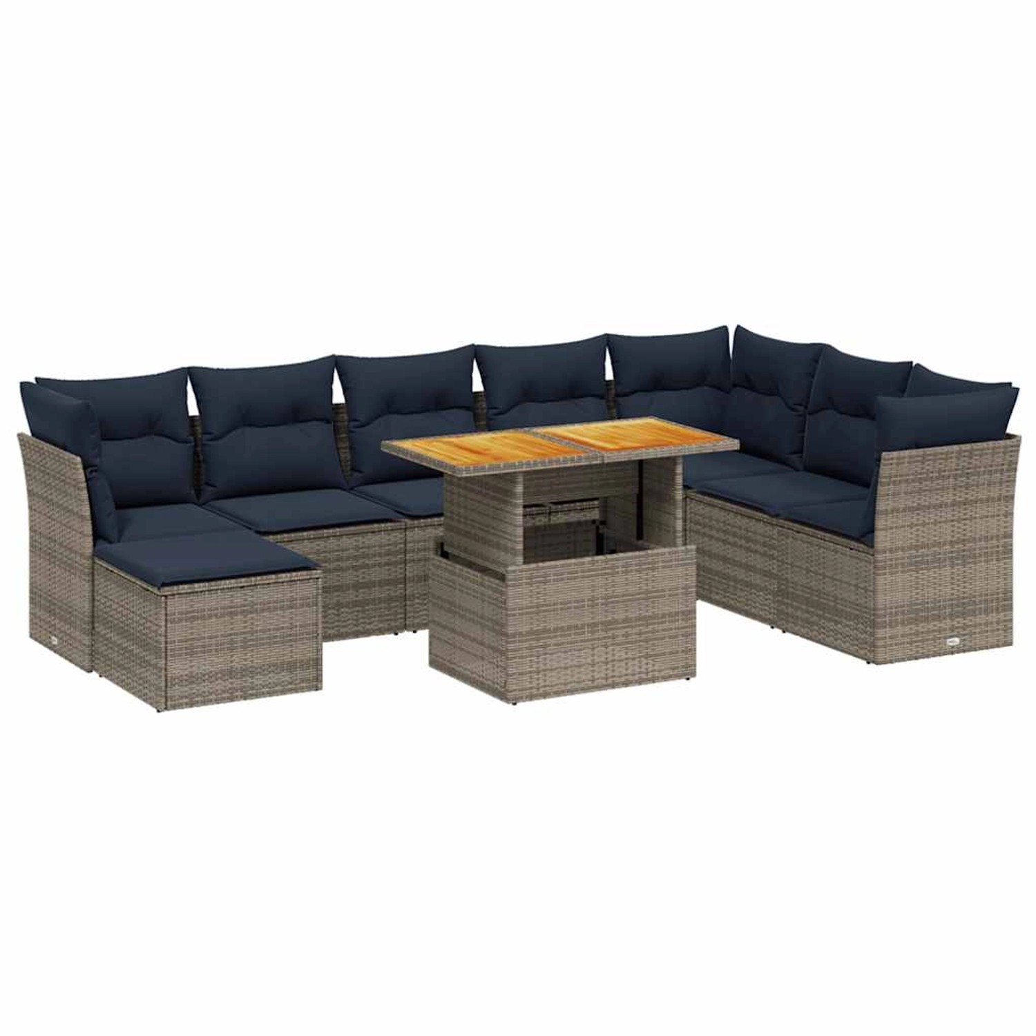 vidaXL 9-Tlg Garten-Sofagarnitur mit Kissen Grau Poly Rattan 3275518 günstig online kaufen