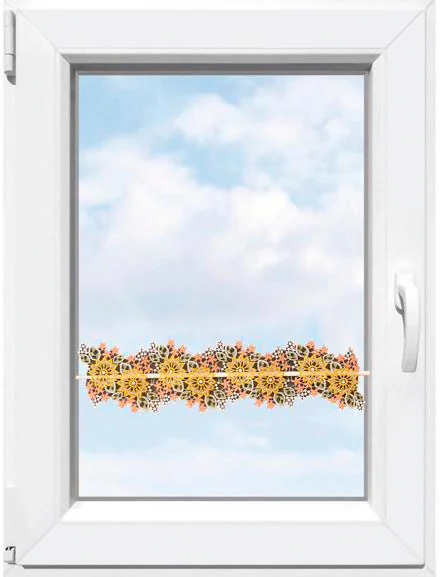 Stickereien Plauen Scheibengardine »Blüten«, (1 St.) günstig online kaufen