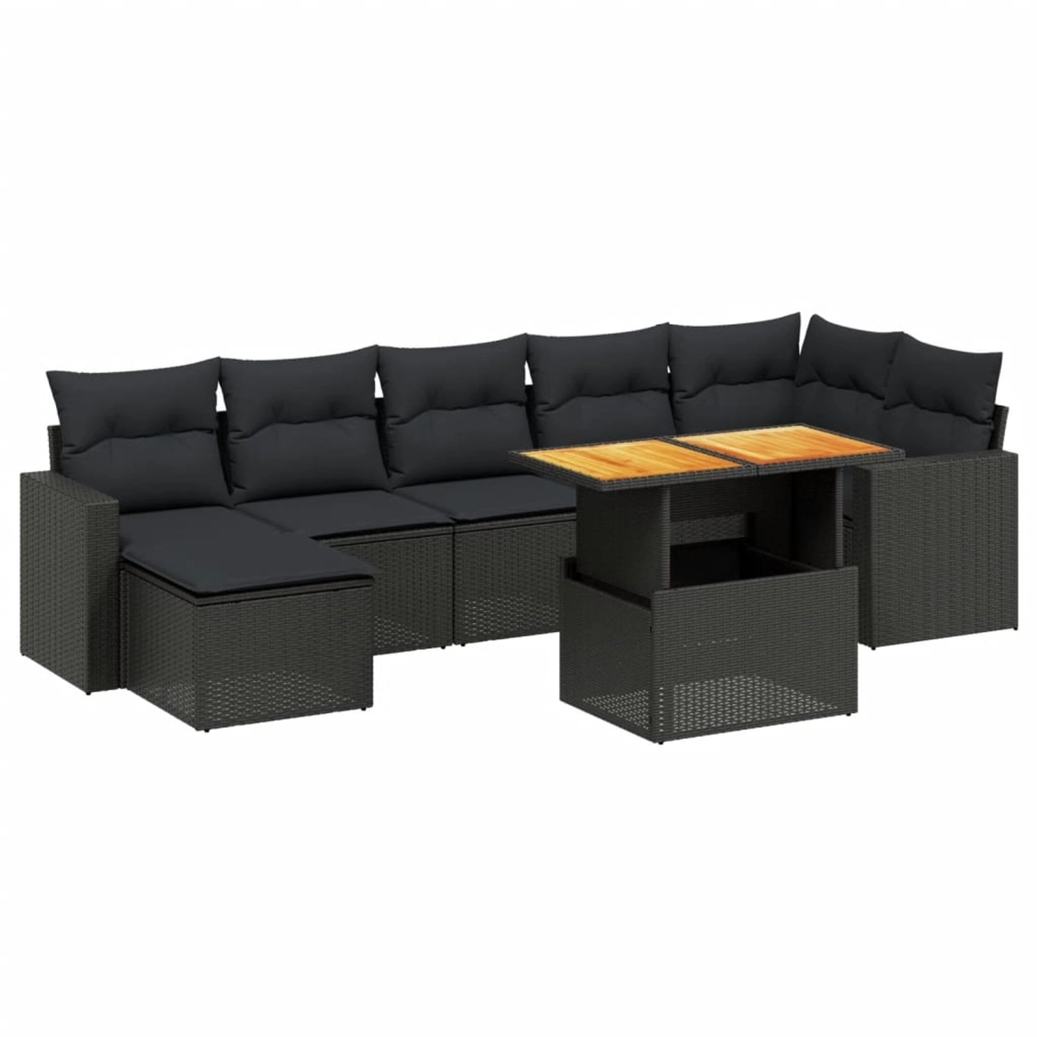 vidaXL 8-Tlg Garten-Sofagarnitur mit Kissen Schwarz Poly Rattan 3271419 günstig online kaufen