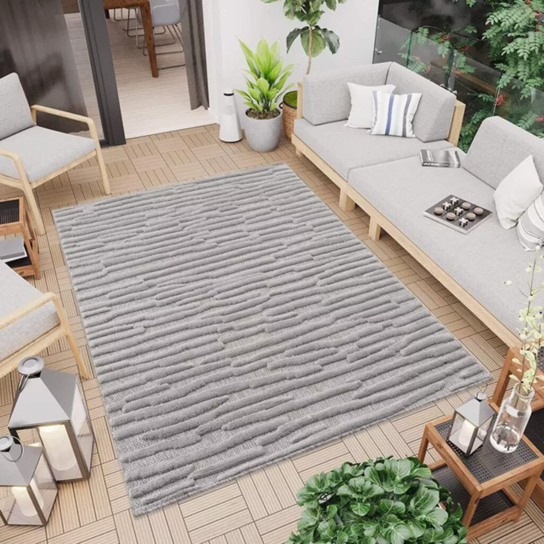 Carpet City Teppich »In-& Outdoorteppich Santorini 58394, 3D-Effekt, Streif günstig online kaufen