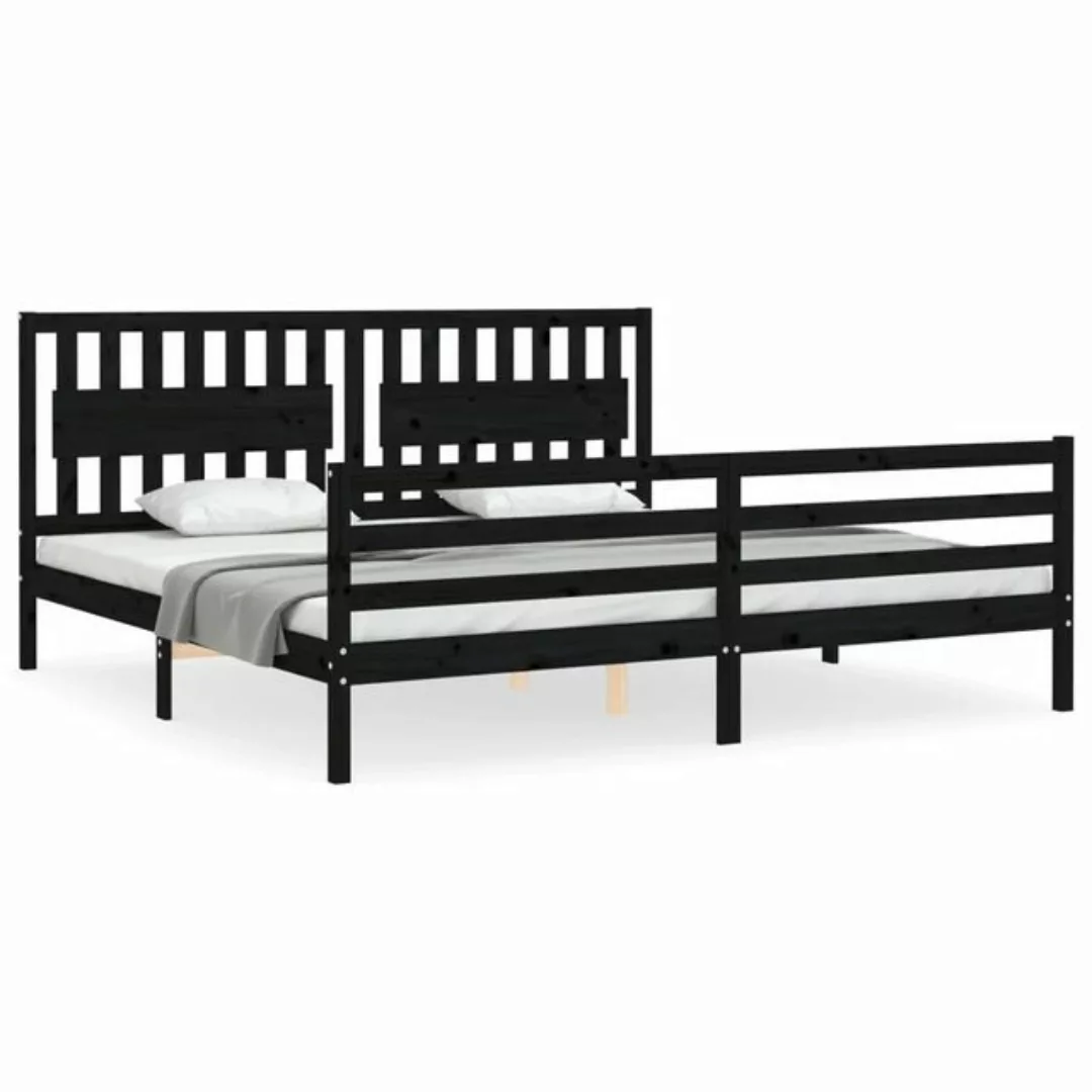 furnicato Bett Massivholzbett mit Kopfteil Schwarz 200x200 cm günstig online kaufen