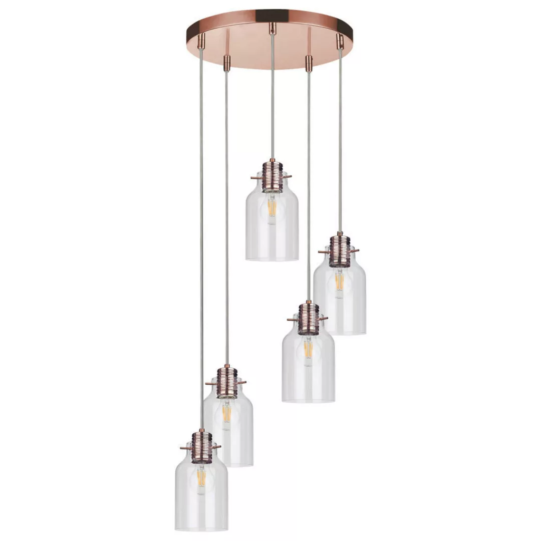 SPOT Light Pendelleuchte Alessandro 1760513 Kupfer transparent Metall Glas günstig online kaufen