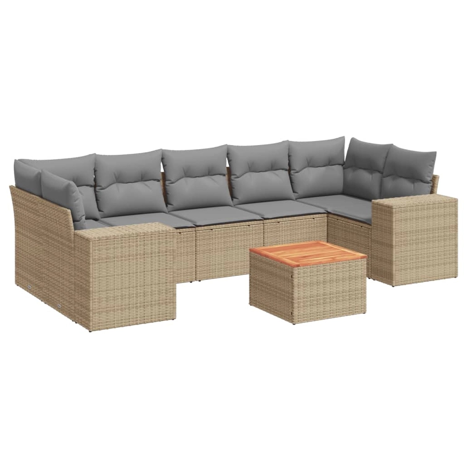 vidaXL 8-Tlg Garten-Sofagarnitur mit Kissen Beige Poly Rattan 3225359 günstig online kaufen