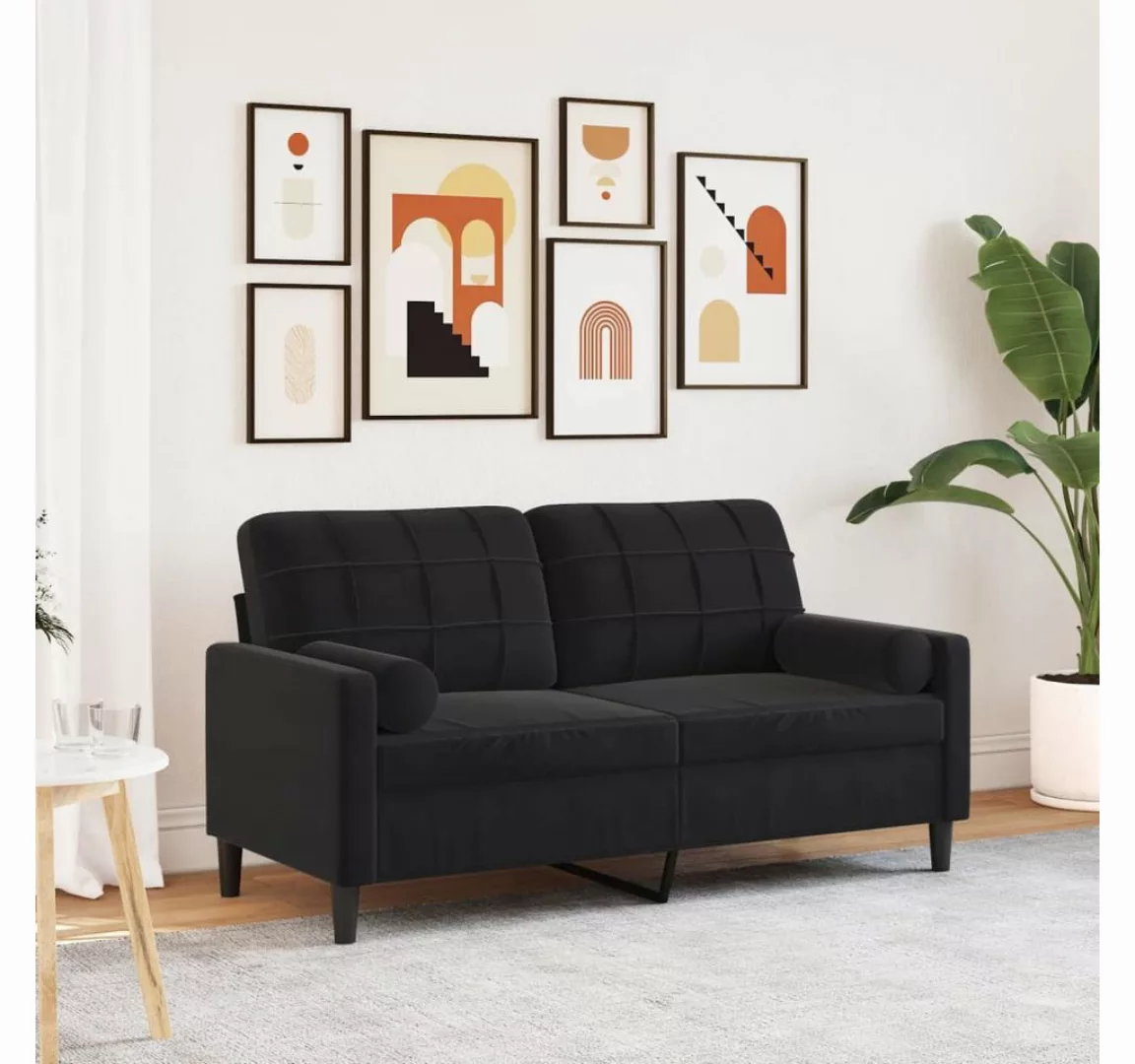 vidaXL Sofa, 2-Sitzer-Sofa mit Zierkissen Schwarz 140 cm Samt günstig online kaufen