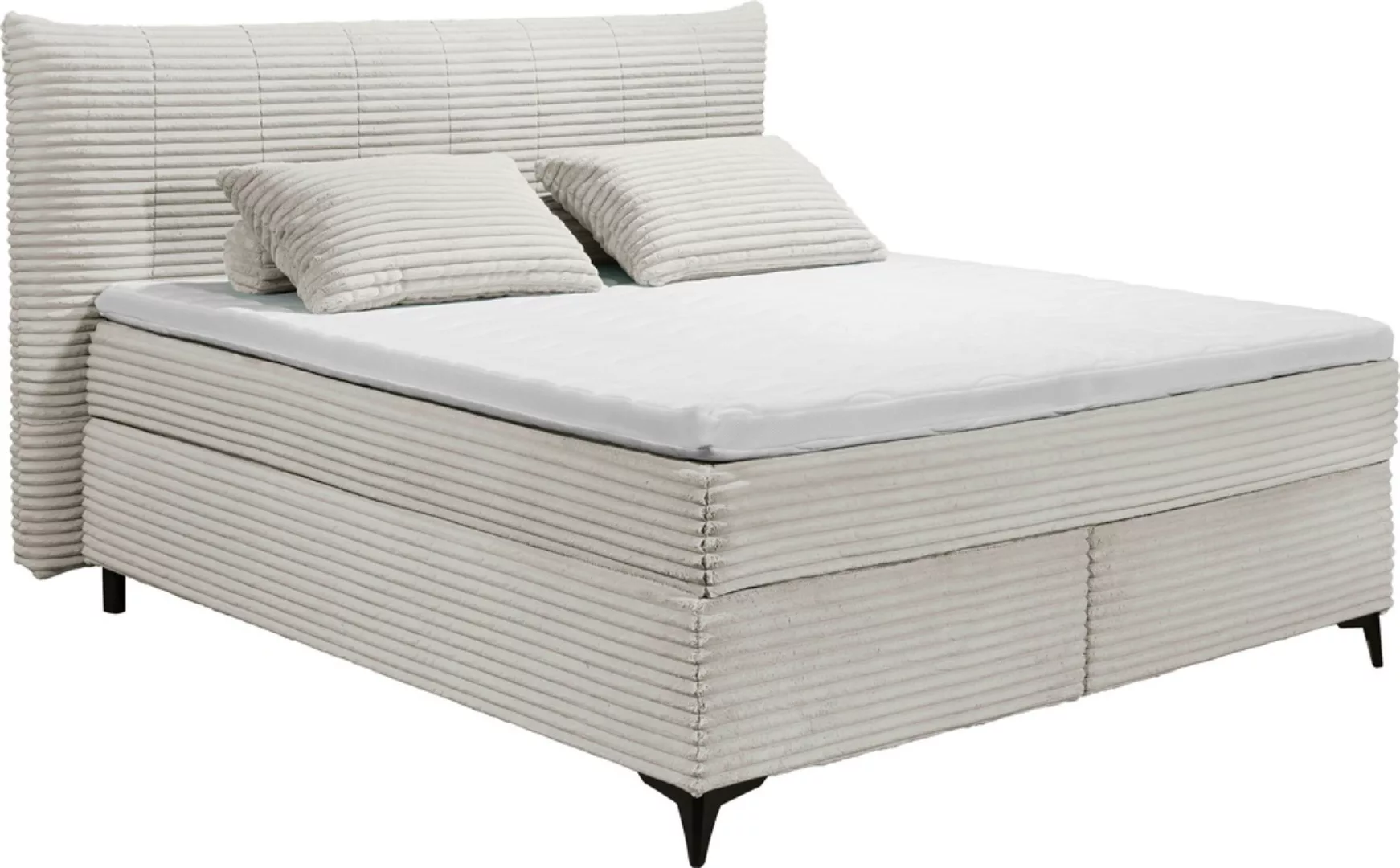 ED EXCITING DESIGN Boxspringbett "Seattle", harte Seite mit Kokosmatte, wei günstig online kaufen