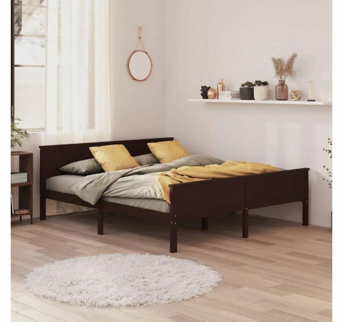 furnicato Bett Massivholzbett Dunkelbraun Kiefer 180x200 cm günstig online kaufen