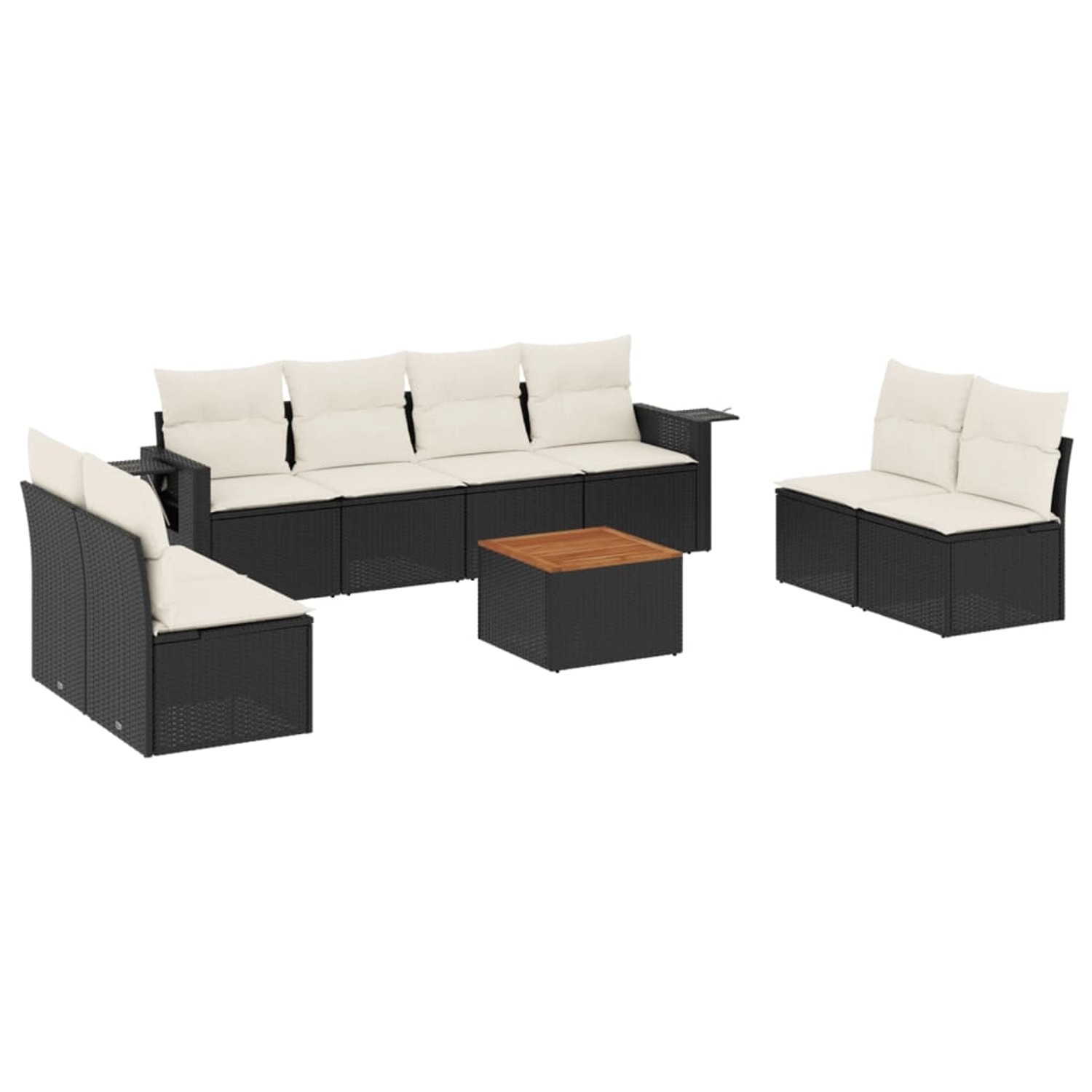 vidaXL 9-Tlg Garten-Sofagarnitur mit Kissen Schwarz Poly Rattan 3256854 günstig online kaufen